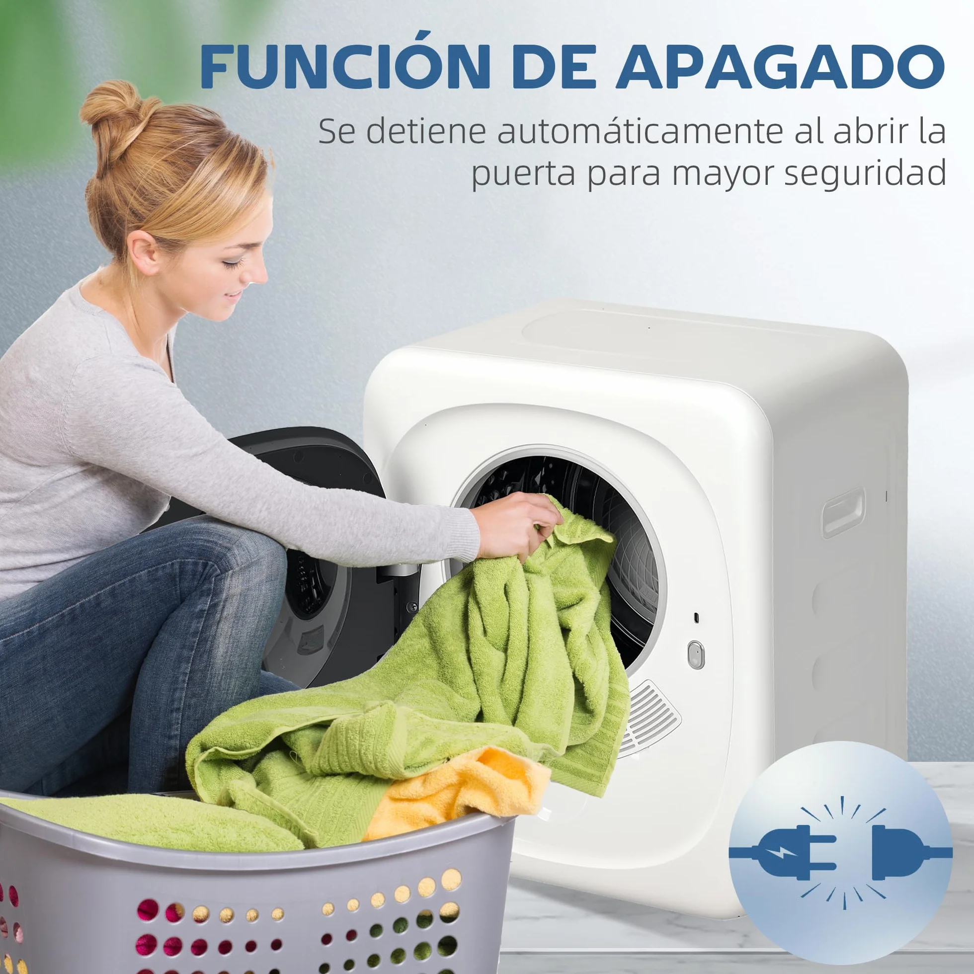 HOMCOM Secadora de Evacuación 4 KG 800W Carga Frontal Tambor Inoxidable Blanco