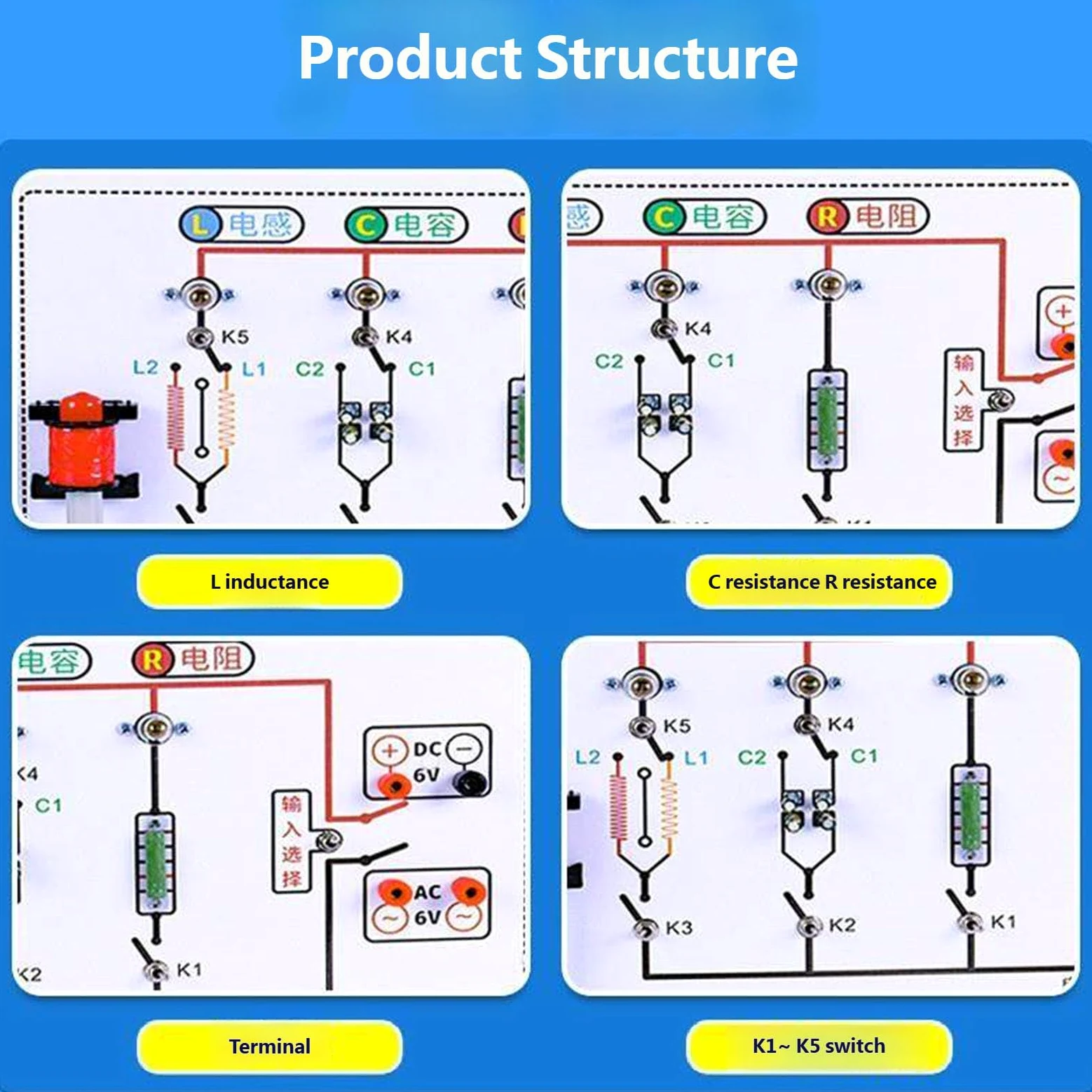 Herramienta multifuncional de corriente alterna para aula, educación, experimentos de física, ayuda de física de CA, herramienta modular de laboratorio, experimentos de CA, escuela, laboratorio, aula