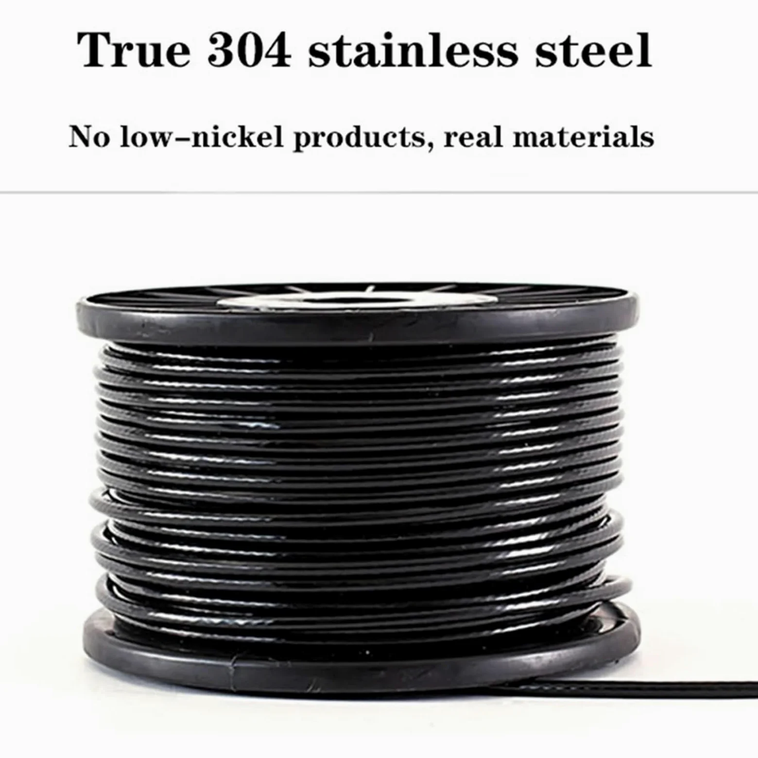 Alambre De Acero Plastificado Cable de acero inoxidable 304 recubierto PVC negro, cable flexible blando