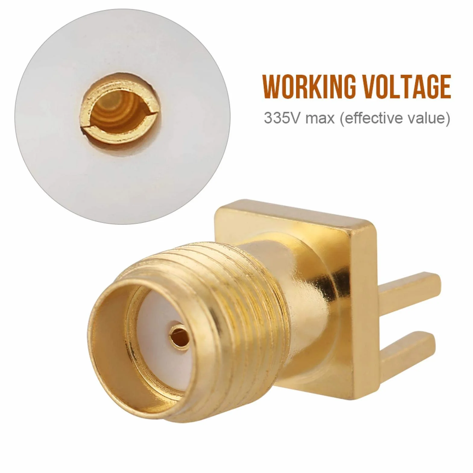 Yosoo SMA Connector, Conector de Enchufe SMA de latón de 10 Piezas, Conectores Hembra SMA PCB de Montaje en Conectores RF de 50 ohmios para módulos inalámbricos
