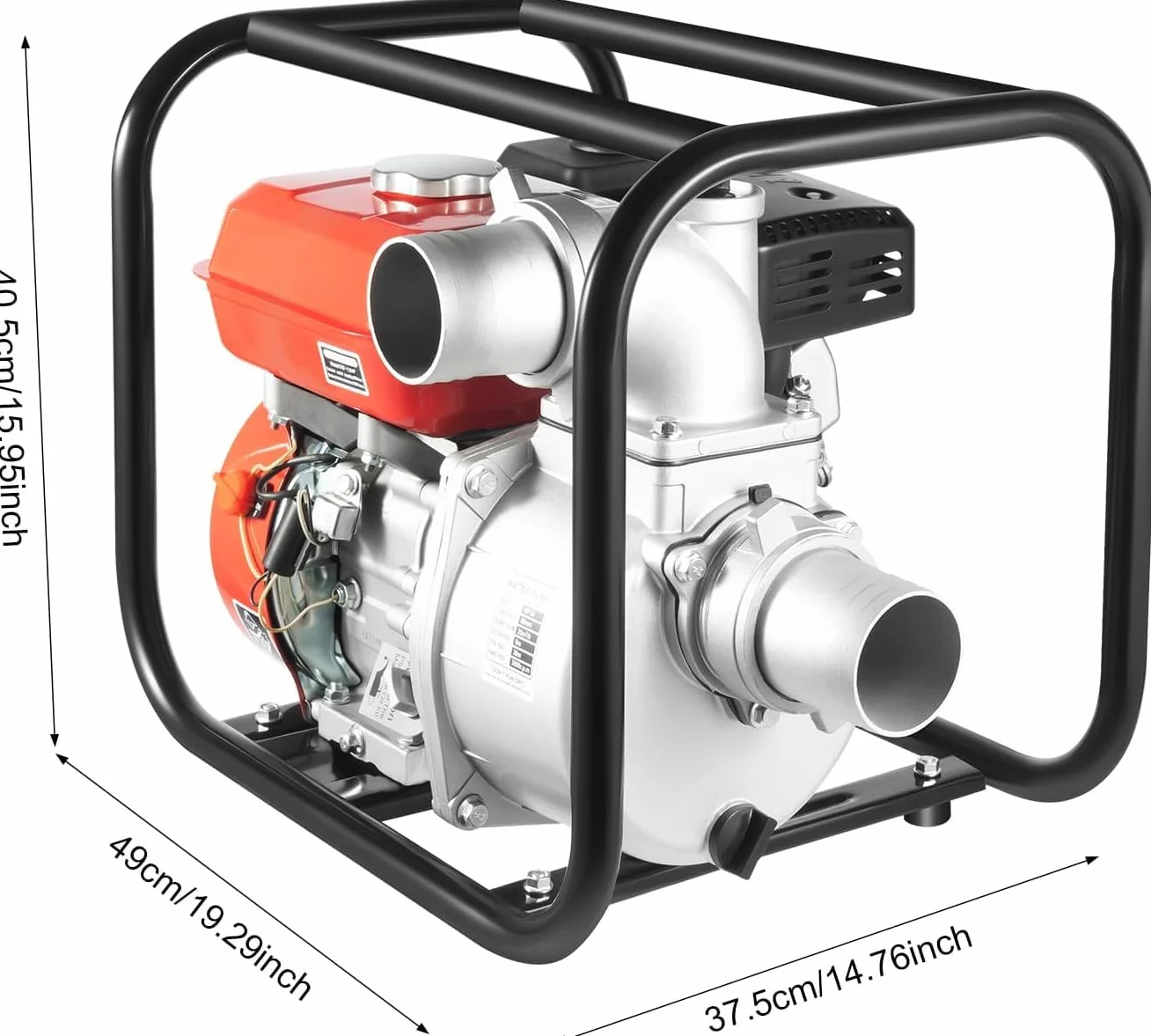 Bomba de agua de motor de gasolina de 7,5 CV, 35,000 L/H y altura de extracción de 30 m, bomba de transporte de agua con conexión de 3,5 pulgadas, motor de 4 tiempos, bomba de agua sucia con manguera