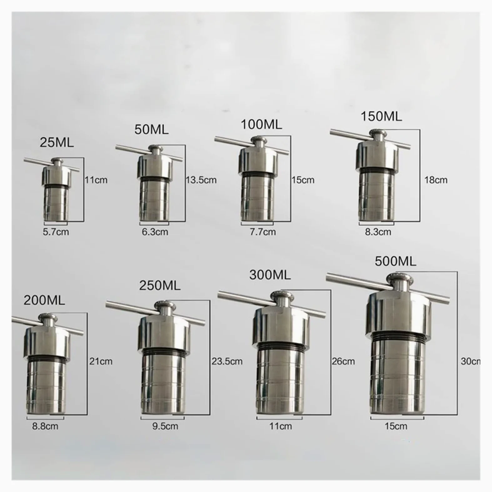 Reactor de autoclave hidrotermal de 5-500 ml con síntesis hidrotermal de cámara de PTFE(50ml)