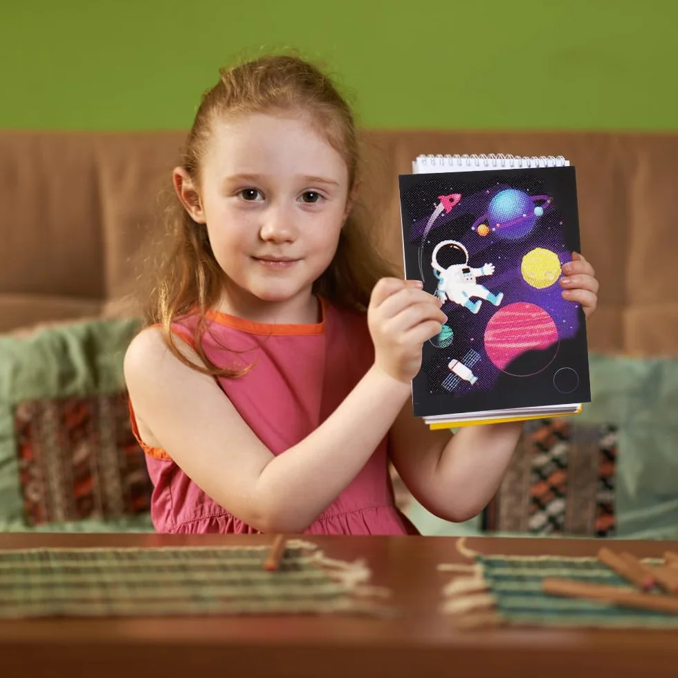 Arte para Rascar para Niños, Paquete de 3 Libros Scratch Art con Lápices de Madera, Dinosaurios, Mundo Submarino, Astronautas