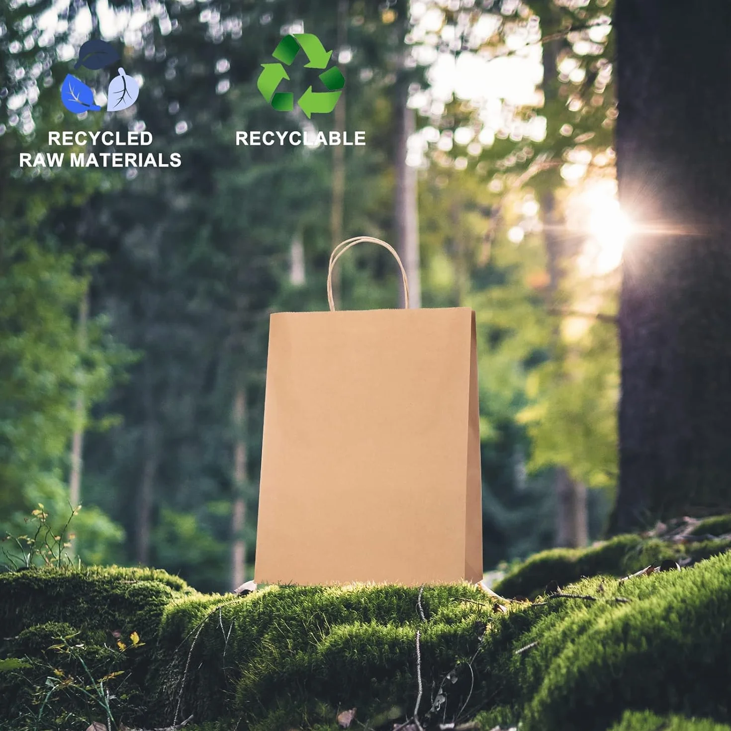 Bolsa de papel Kraft marrón 20x12x26,5cm 100 piezas con asas retorcidas