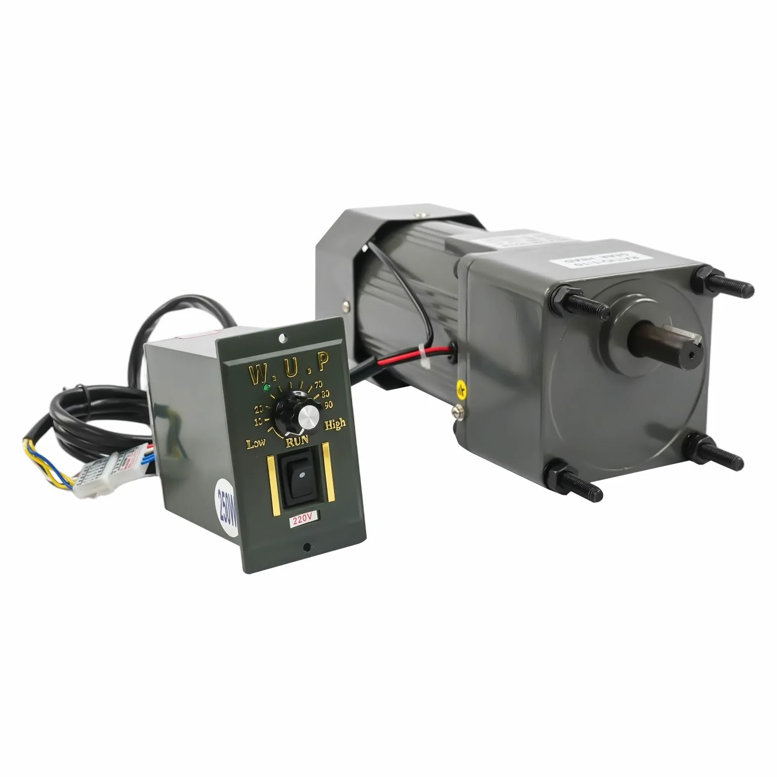 Motor de engranaje de 220 V, 10 K 250 W, motor de engranaje helicoidal con reductor y regulador de velocidad, 135 rpm, velocidad ajustable, 60 dB y 40 uF, motor eléctrico para máquinas de cría de