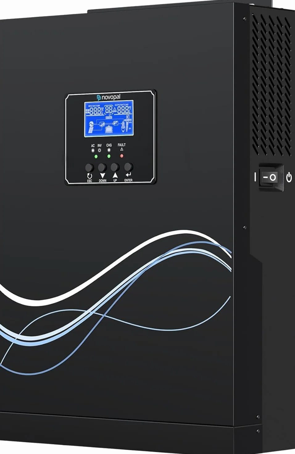 NOVOPAL Inversor Solar Híbrido 2500W Off-Grid Onda sinusoidal Pura Cargador MPPT Integrado de 80A de 24 V CC a 230, máximo PV 50-430 VDC para baterías de Plomo y Litio
