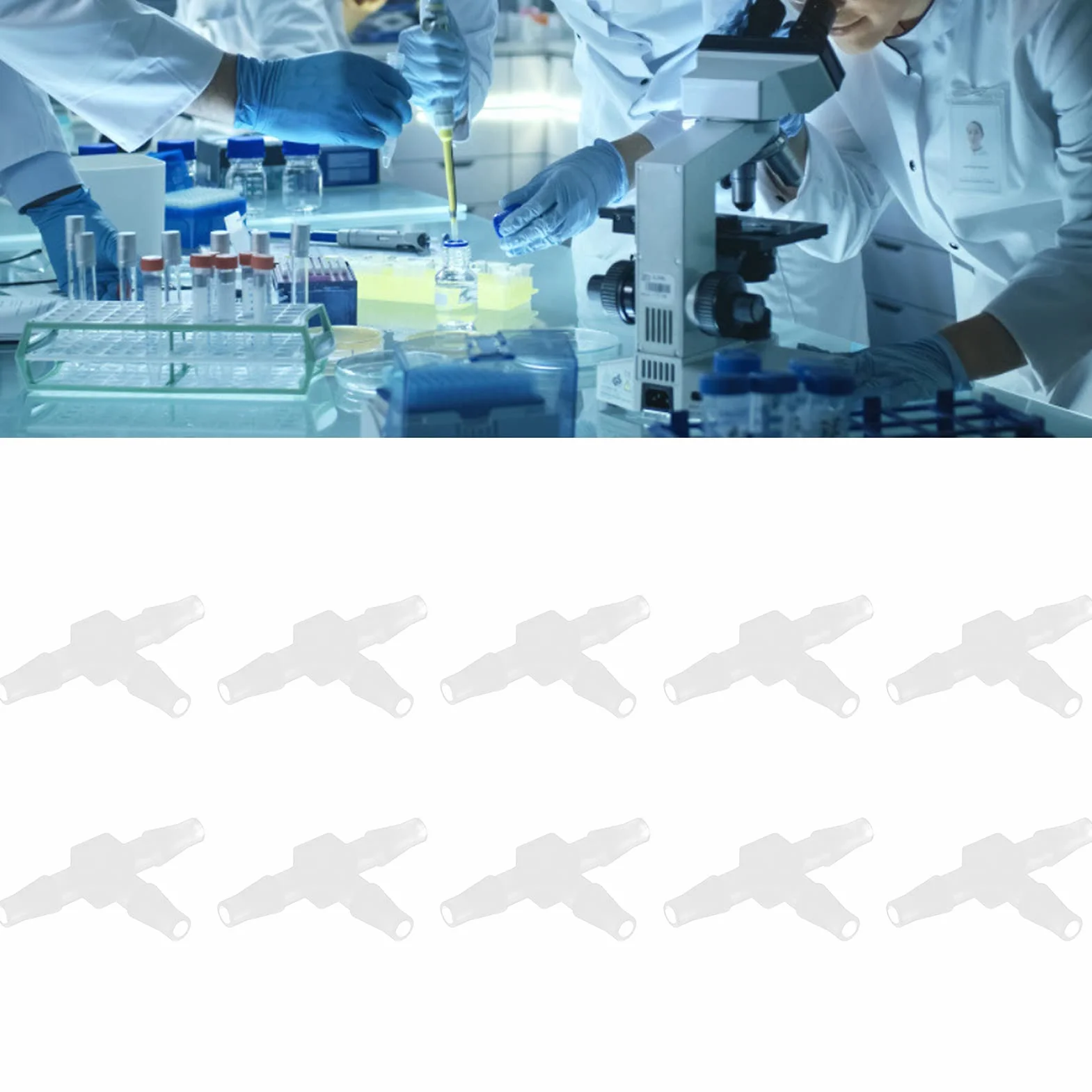 Accesorio de plástico de 3 vías en T Material PP para alimentos bebidas farmacéuticos