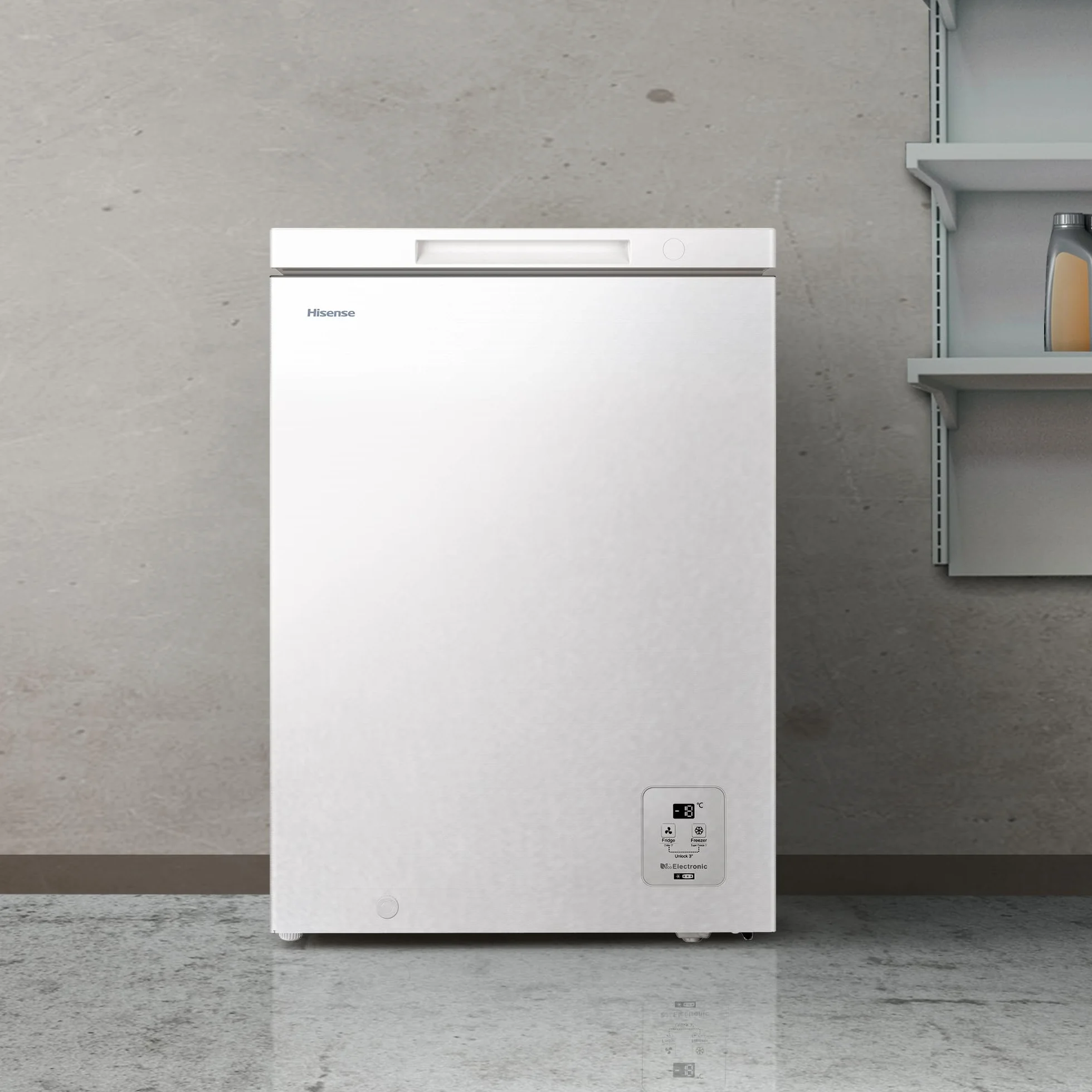 Hisense Arcón Congelador Horizontal 141L 86cm Congelación 360° Convertible Control Electrónico Freezer Protect Blanco