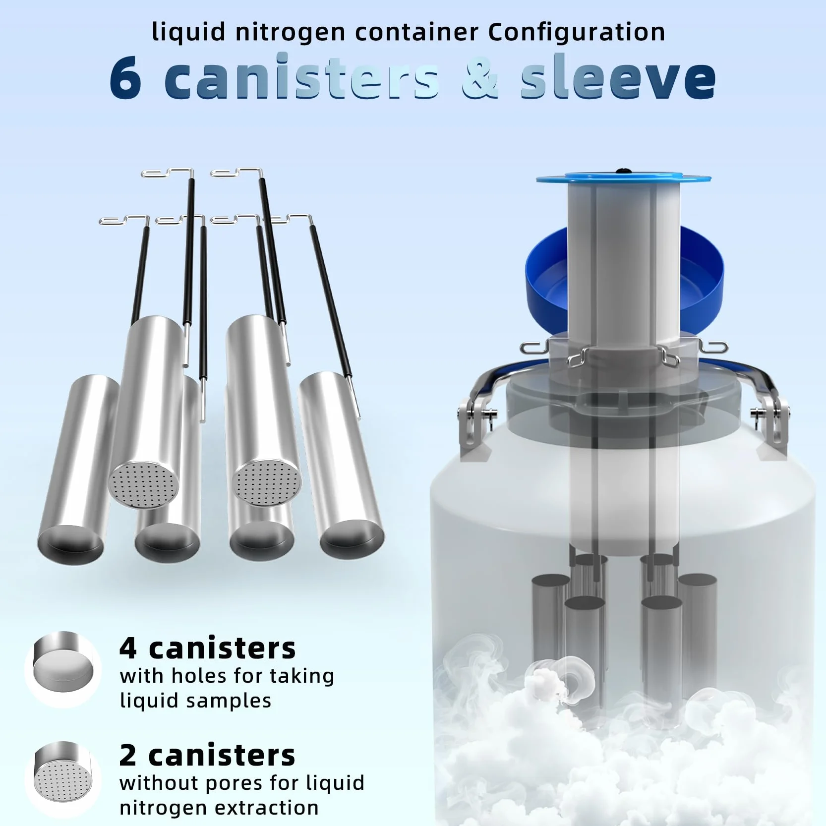 Magula - Contenedor criogénico de nitrógeno líquido de 3 litros (LN2) de aleación de aluminio de nitrógeno líquido Dewar contenedor criogénico estático contenedor de nitrógeno líquido con 6