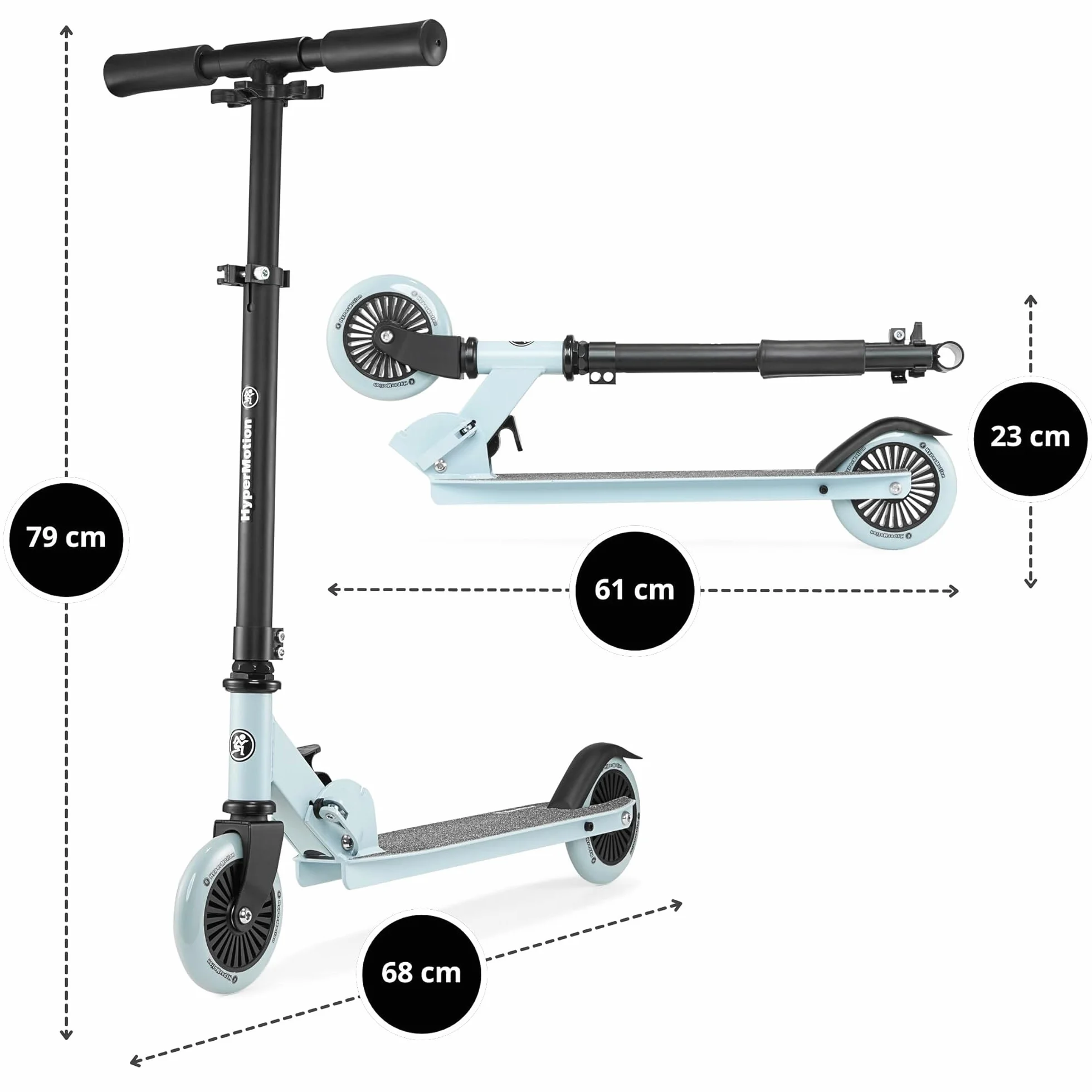 HyperMotion Plegable Patinete Niño Scooter Ligero 3-8 Años Volante Ajustable Ruedas 125mm ABEC7 Antideslizante Carga Máxima 40 kg