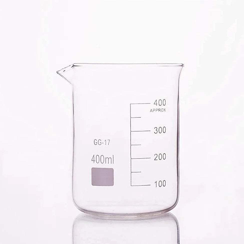 3 uds. Vaso de precipitados de vidrio de 400ml en forma baja para escala de laboratorio de química, medición de laboratorio, suministros de oficina educativos gruesos (400ml)
