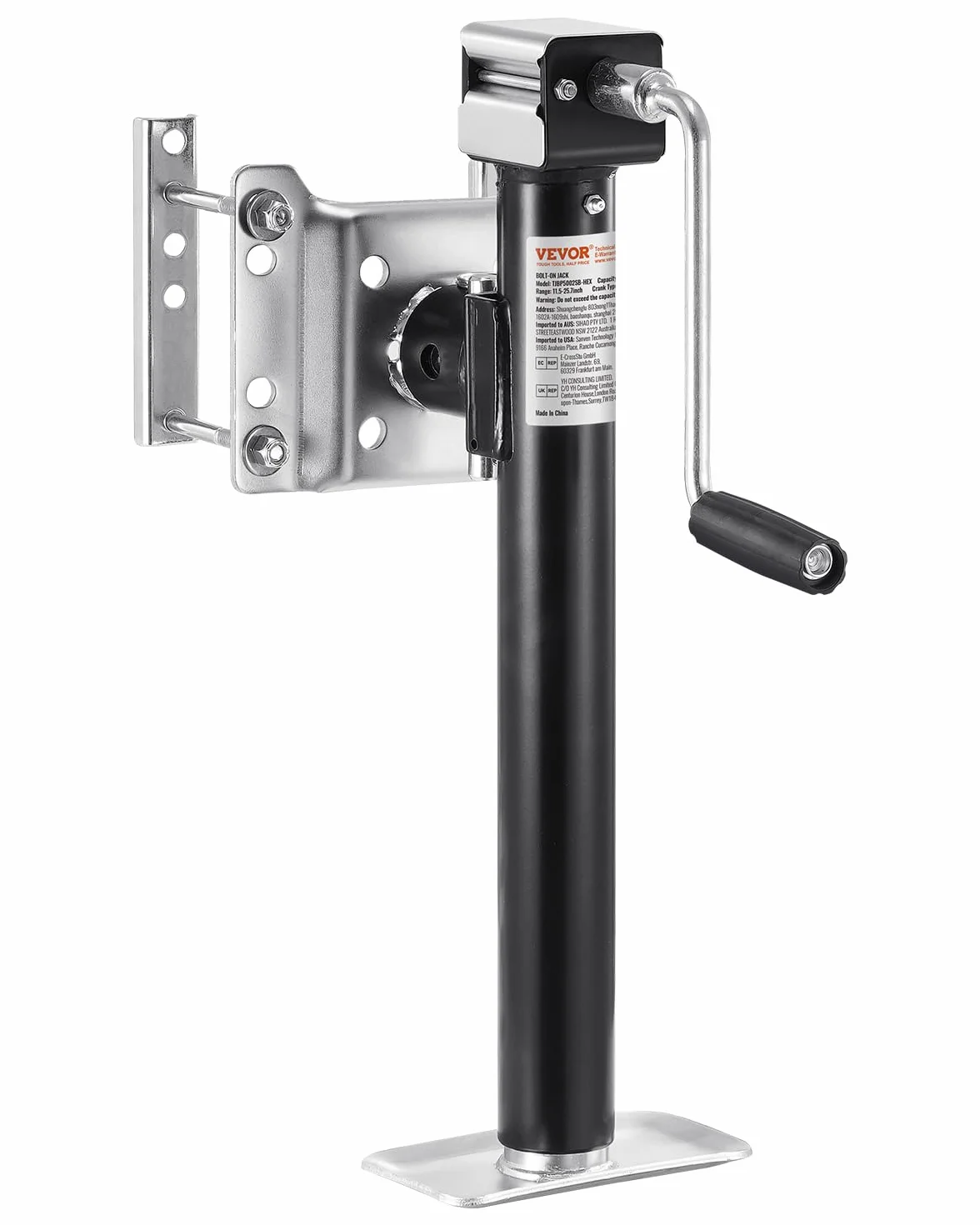 VEVOR Gato para Remolque, Capacidad de Carga Dinámica de 2267 kg, Gato para Remolque con Pernos Soporte de Elevación de 365 mm con Manija para Remolque de RV, Remolque para Yates, Remolque Utilitario