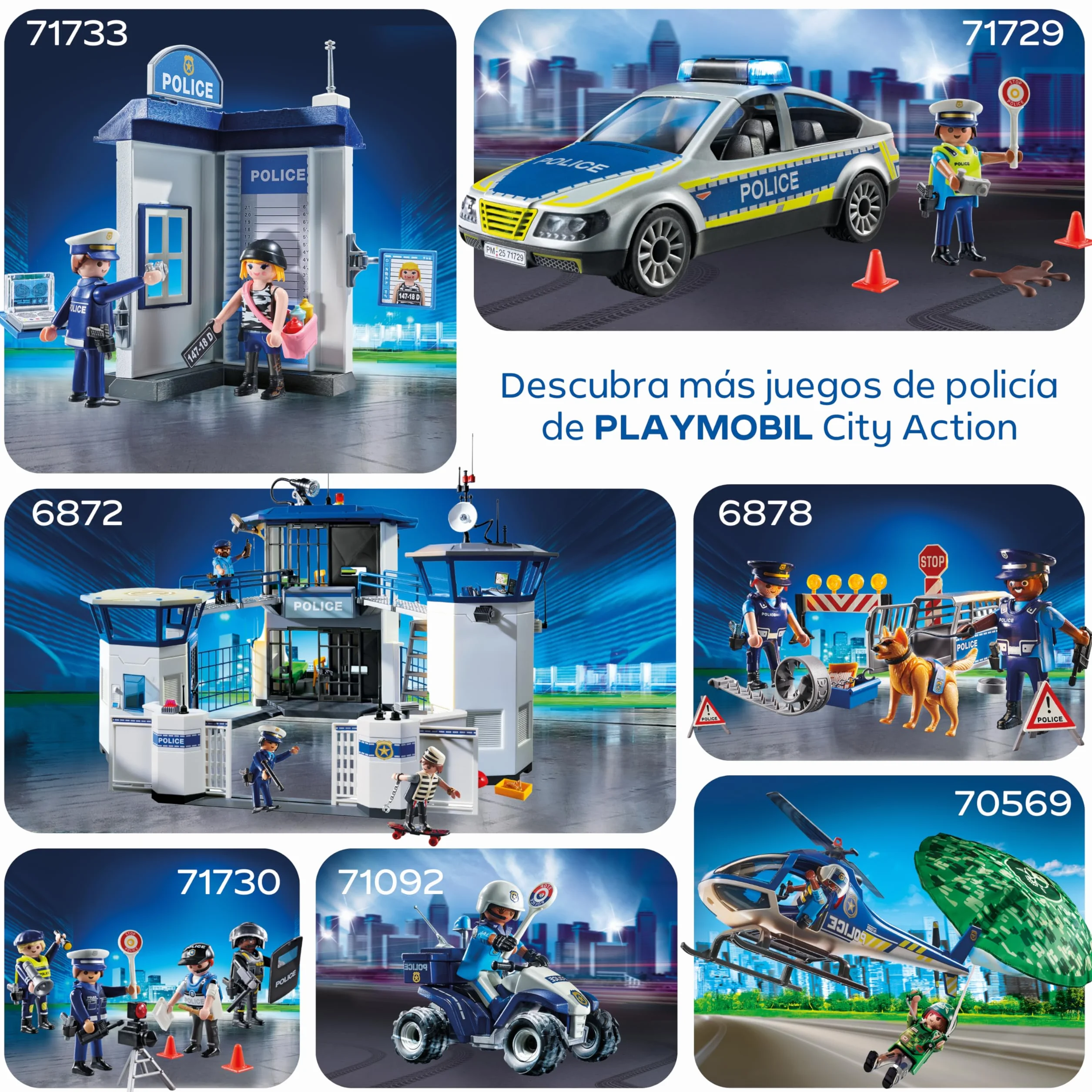 PLAYMOBIL Action Heroes Persecución con Camioneta Policial Juguete con Luces y Sonidos para Mayores de 4 Años 71875
