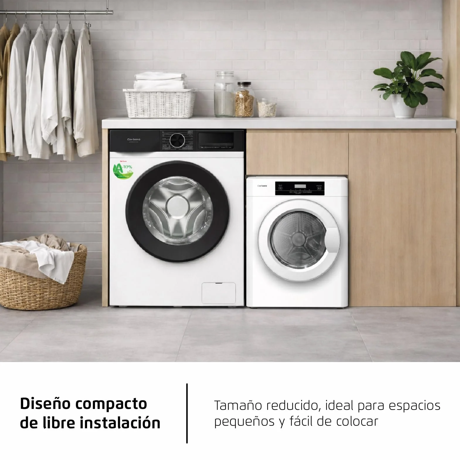 Corberó Secadora de Evacuación CSM320W 3 Kgs Secado Rápido 45 Min Display LED 5 Programas Apertura 180º 65dB Blanco