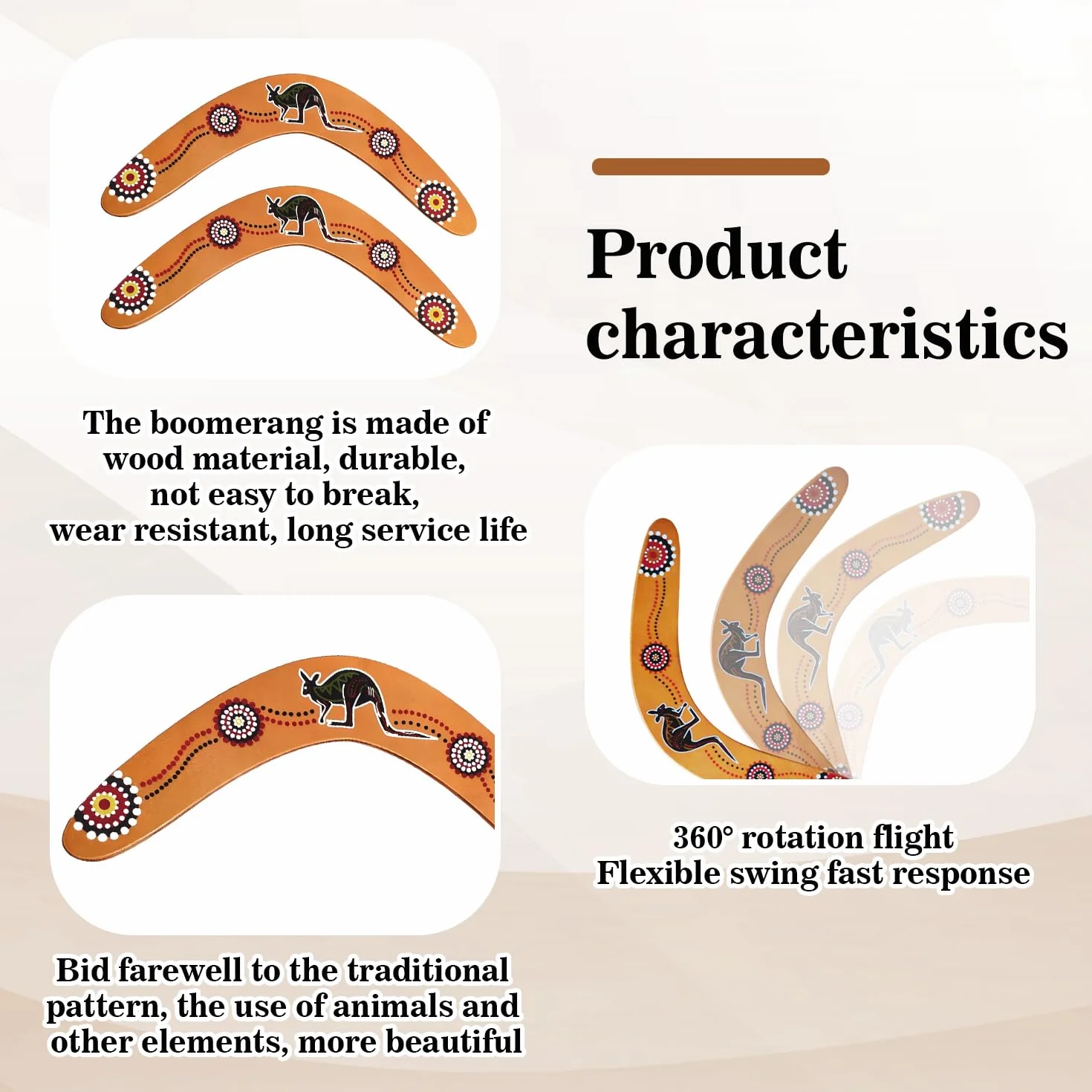 Boomerang de Madera para Niños y Adultos - Juego Familiar al Aire Libre