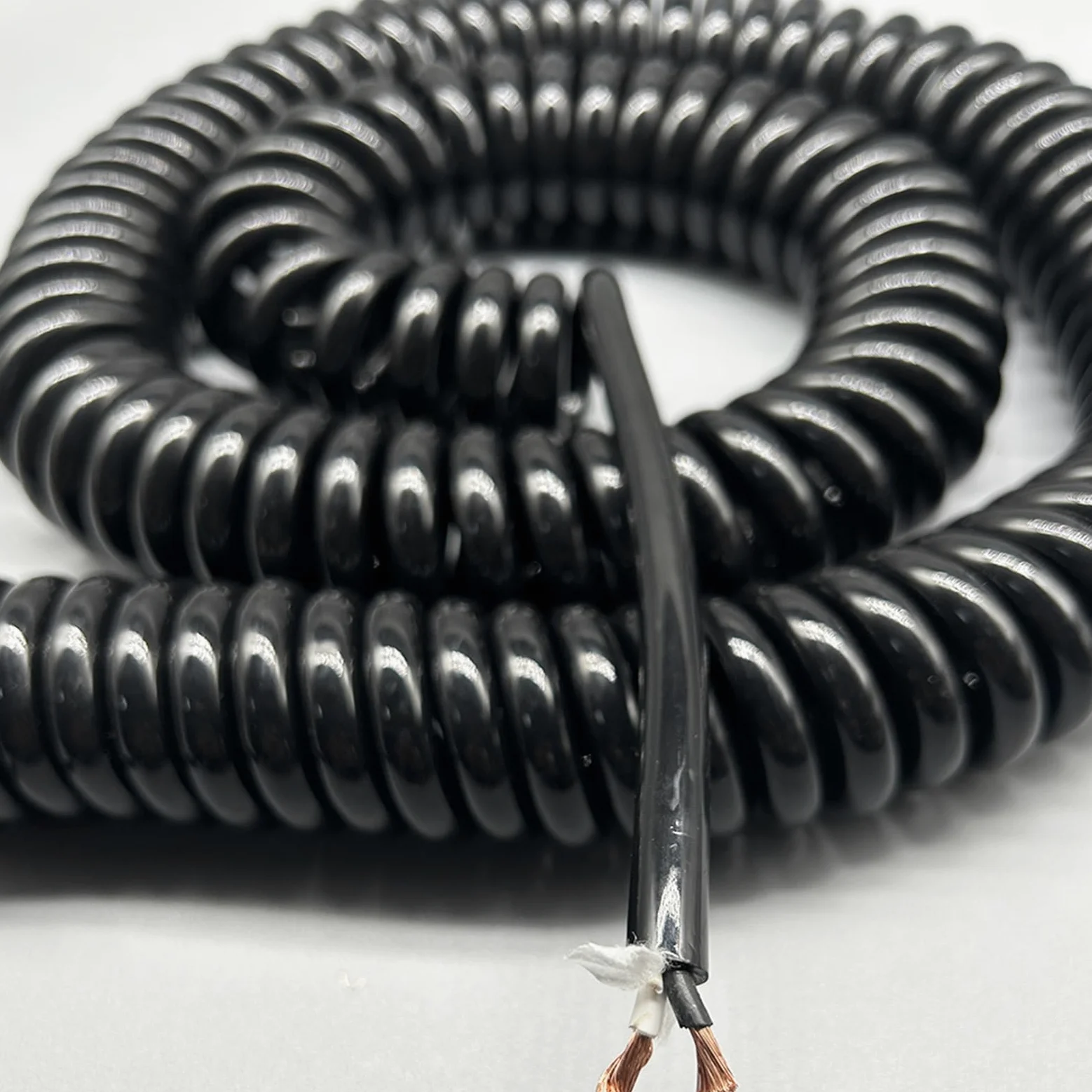 Hélice elástica, Cable de Alambre súper Suave 2 núcleos, Cable alimentación telescópico elástico Cuadrado,5mm, Bobina retráctil en Espiral Resorte(Stretch 4 Meter)