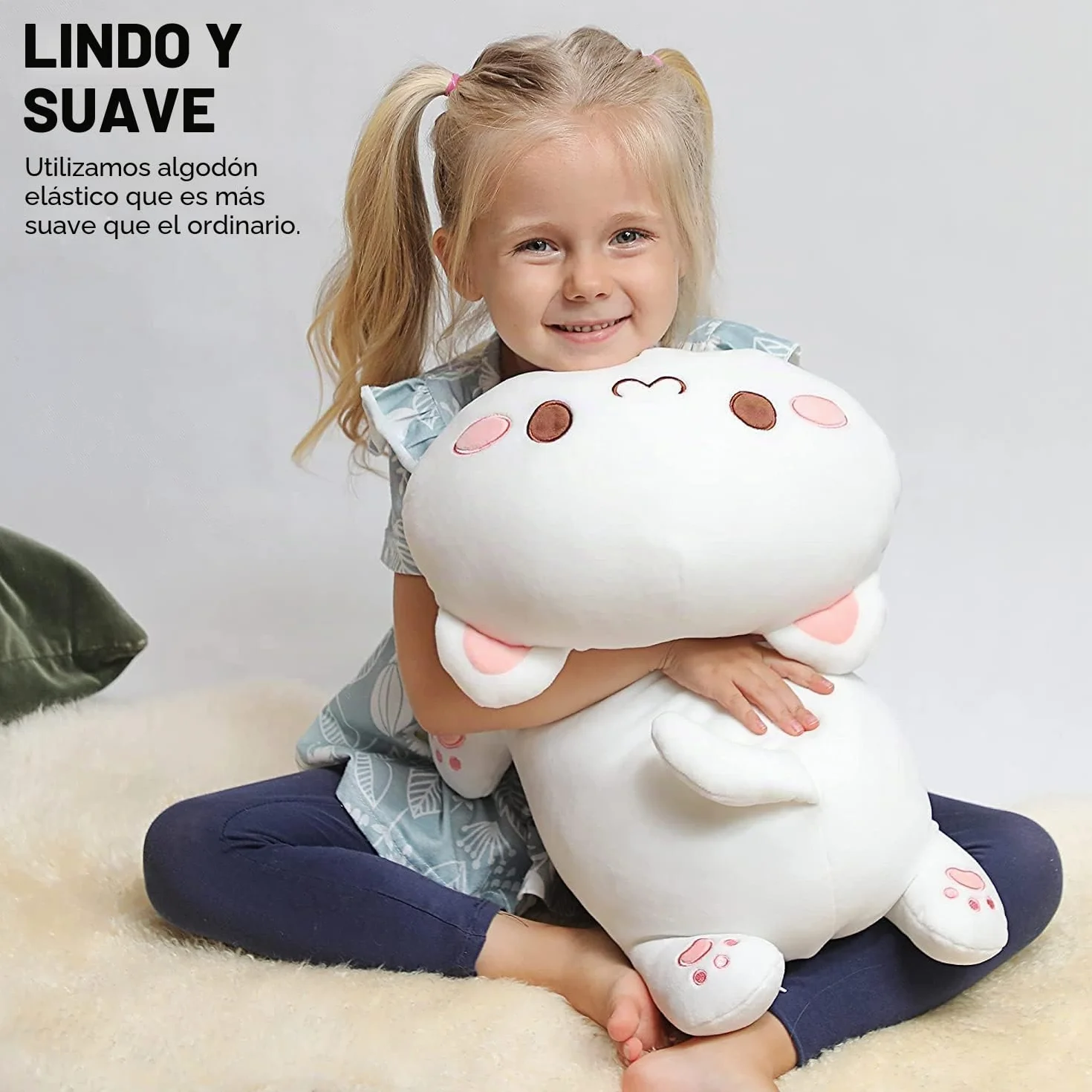 Peluche Gato, Animales de Peluche, Juguete de Felpa Suave para Abrazar, Cojín Decorativo para Sofá Hogar, Regalo para Niños
