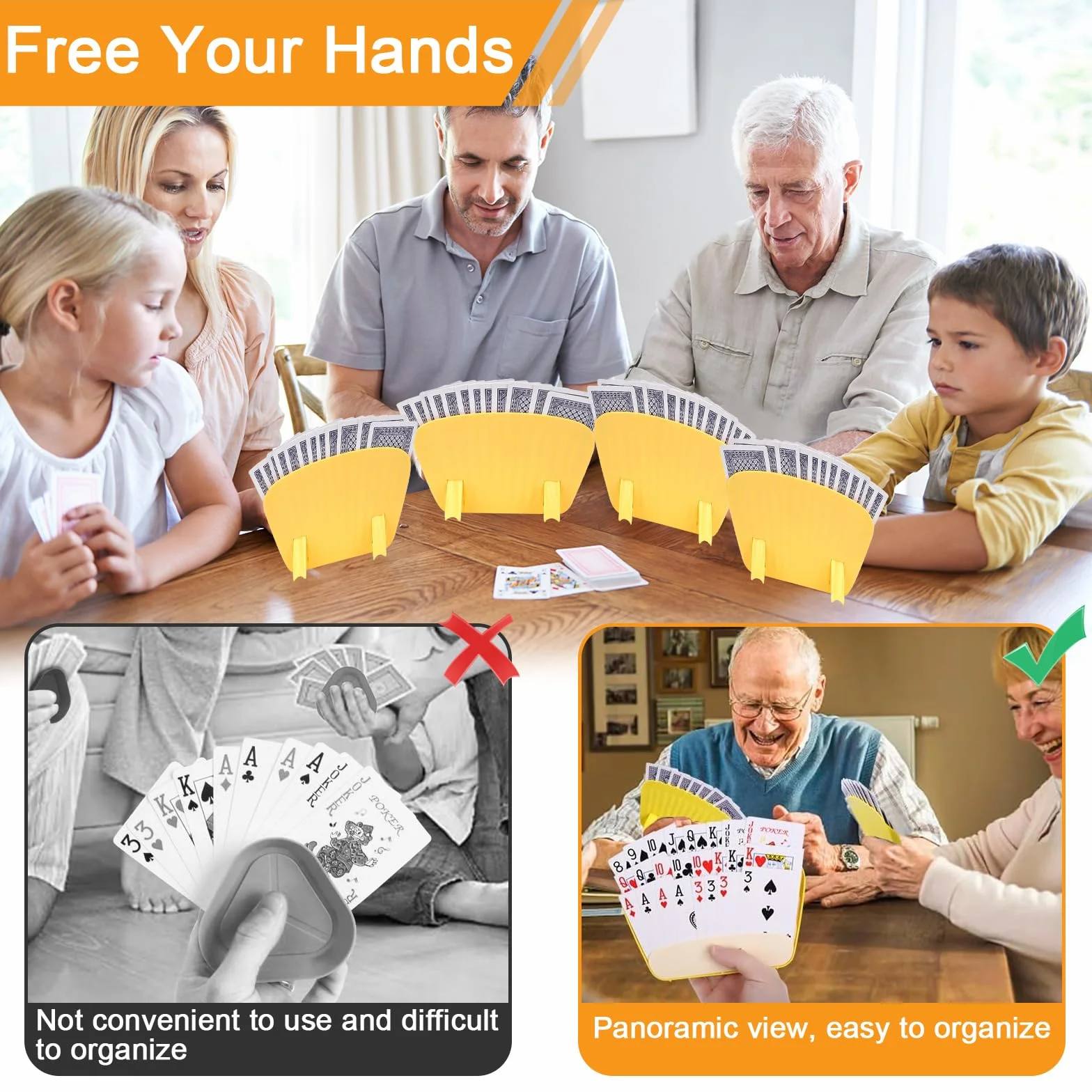 Sujeta Cartas Naipes 4 Piezas, Soporte Cartas de Plástico Manos Libres para Niños Adultos