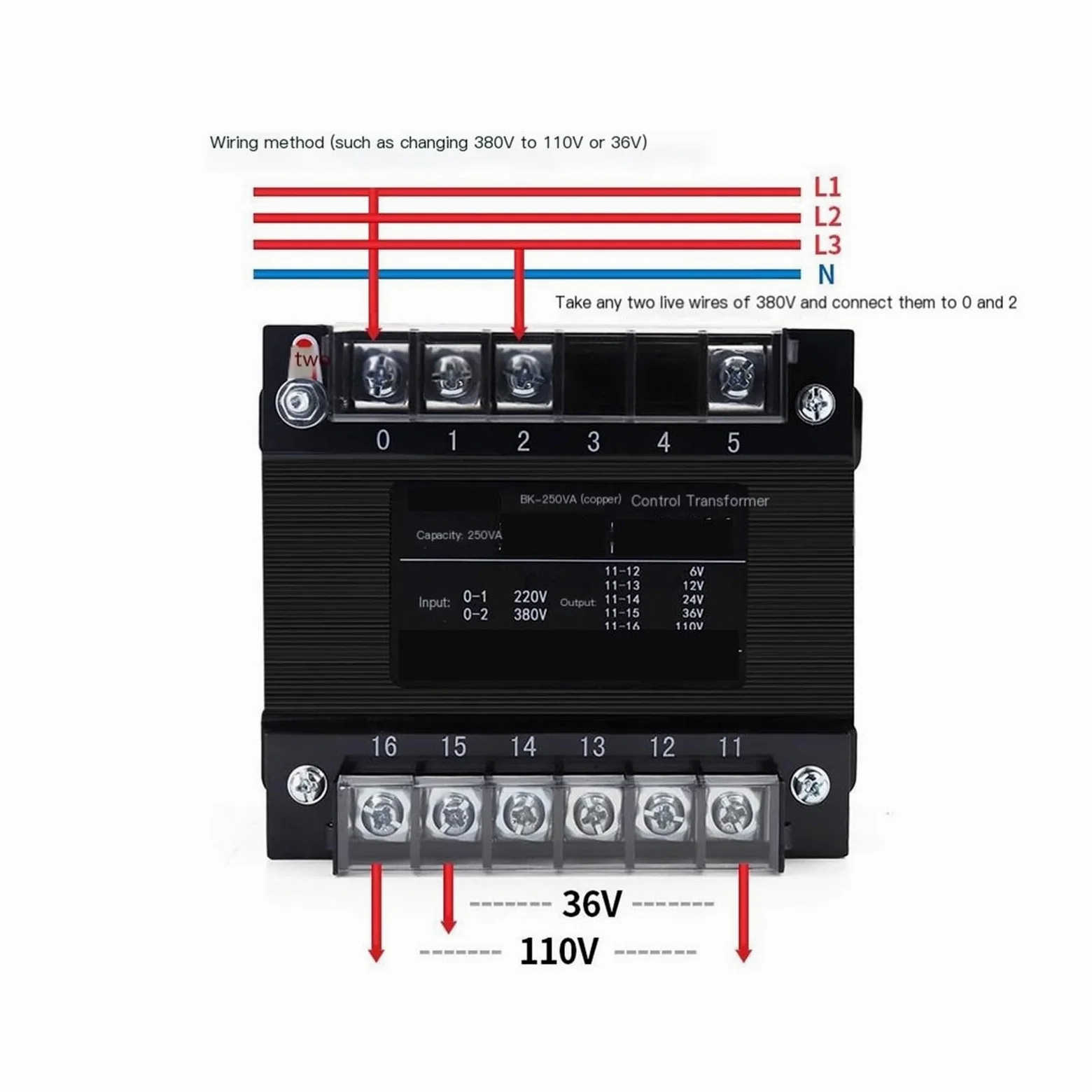 Transformador de control de máquina herramienta, transformador de aislamiento monofásico de 220 V a 24 V 250 VA for control industrial