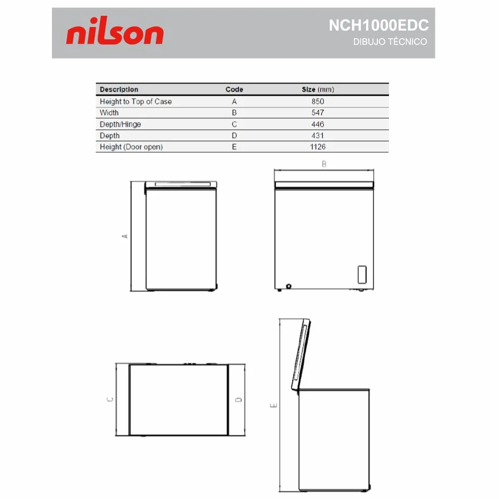Nilson Congelador Horizontal Blanco NCH1000EDC 99L Dual Cooling 4 Star Super Congelación