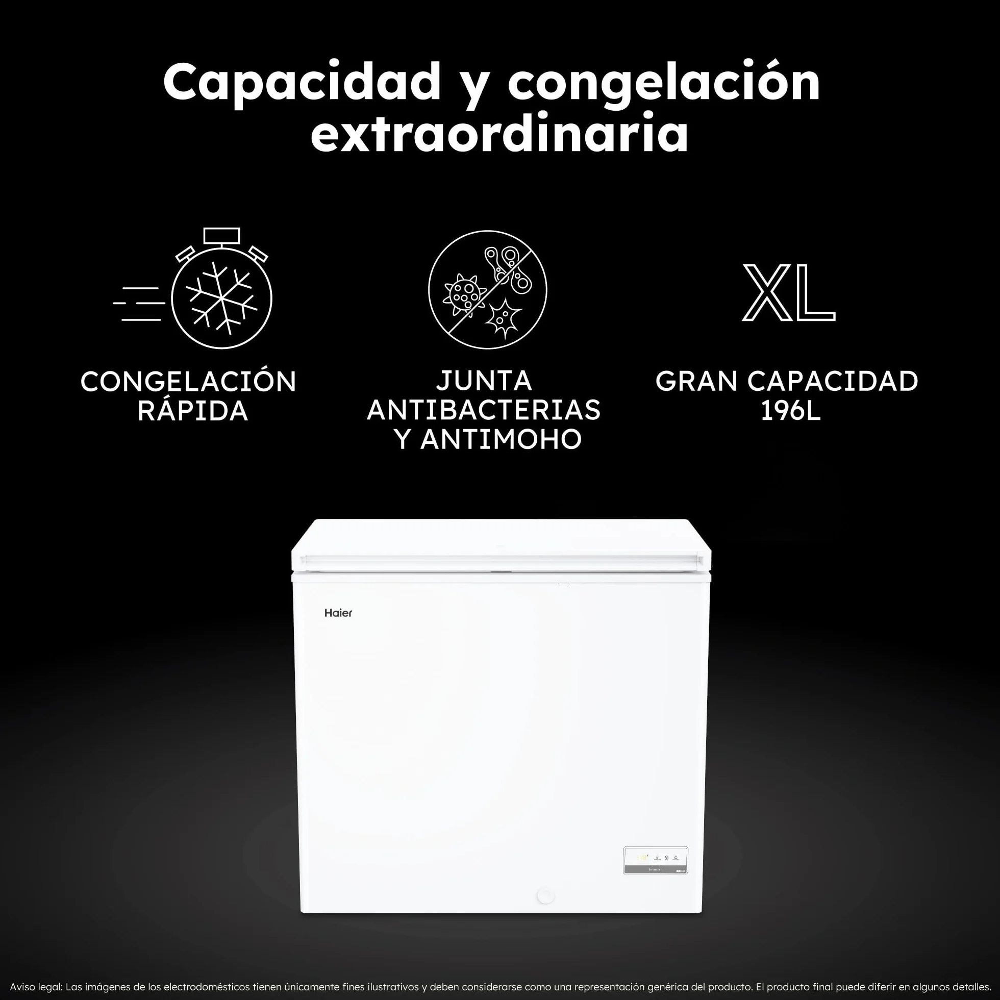 Haier HCE200D Congelador Horizontal 196L 91,5cm Fast Freeze Super Congelación Display Digital Blanco