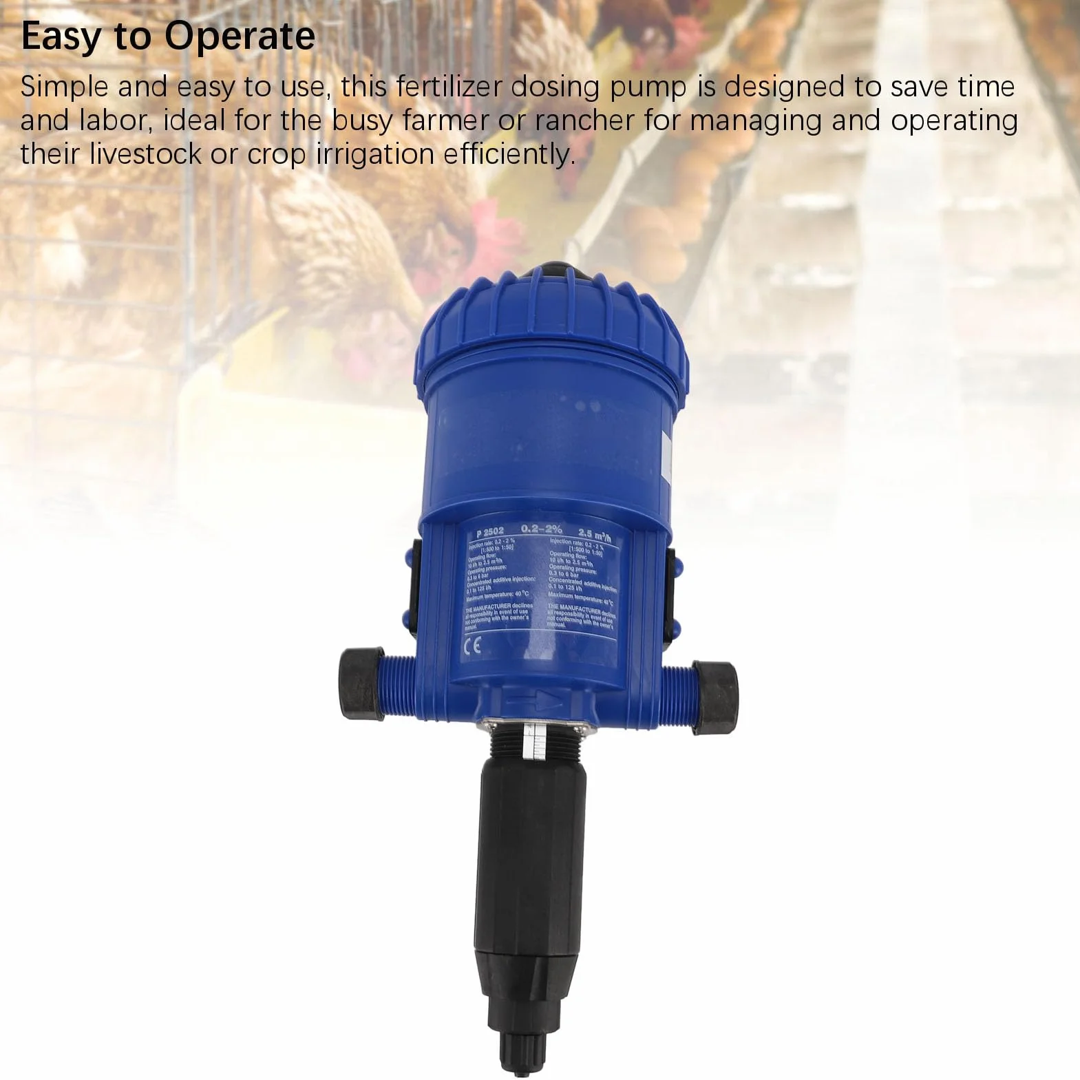 Inyector de Fertilizante 0,2-2% para Riego por Goteo, Bomba Dosificadora Automática de Líquidos Químicos, Bomba Dosificadora de Agua Ajustable para Jardín, Ganado, Invernadero