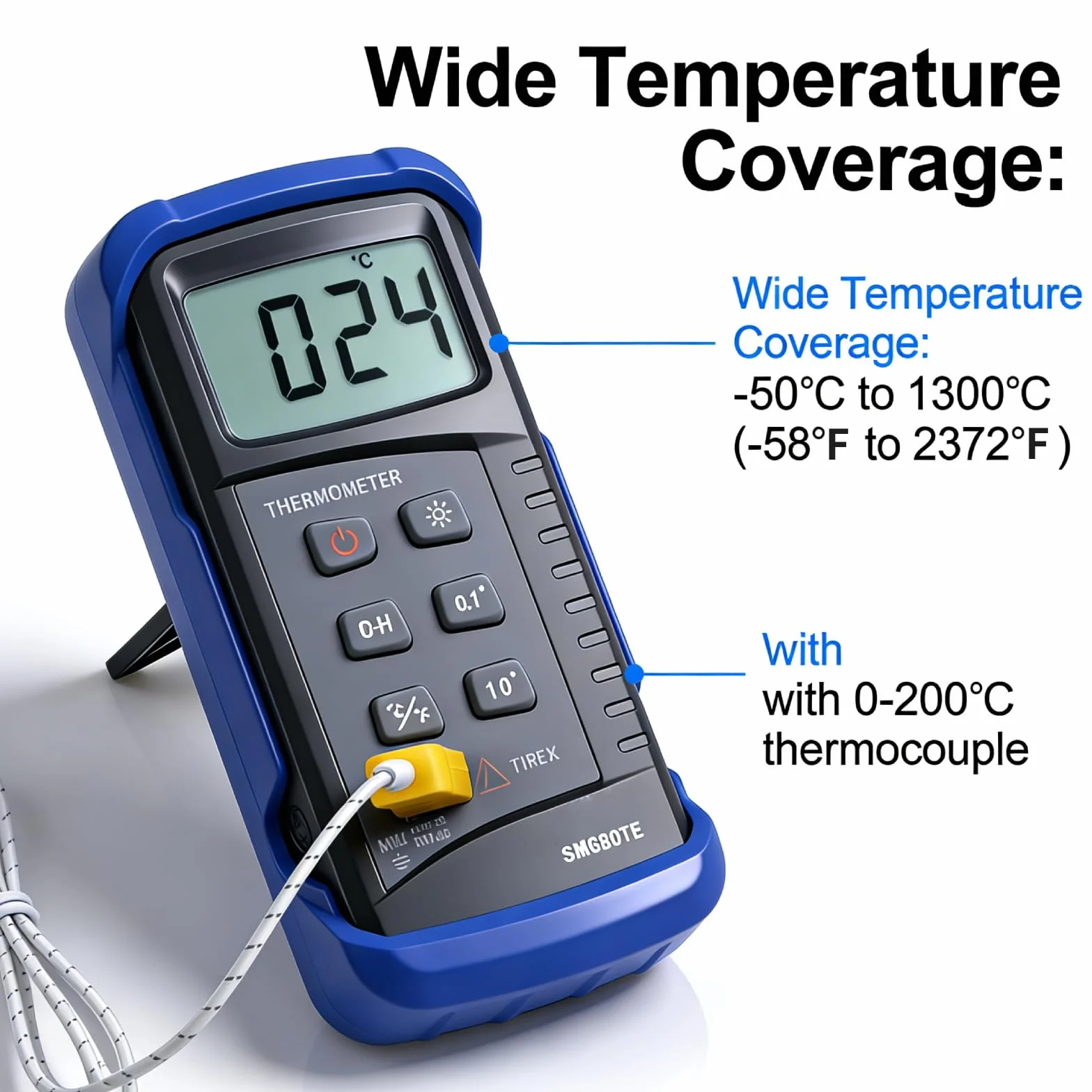 Termómetro Digital Tipo K -50℃ a 1300℃ Termopar Medidor de Temperatura Industrial Alta Precisión