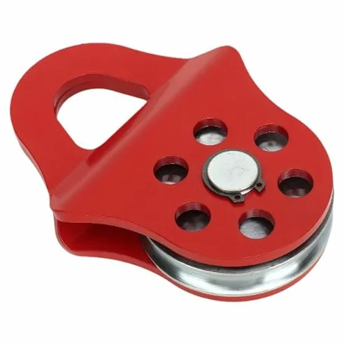 Polea de cabrestante de bloque de bloqueo de 6 toneladas, accesorio industrial para cable sintético/acero, polea roja para aparejos y elevación
