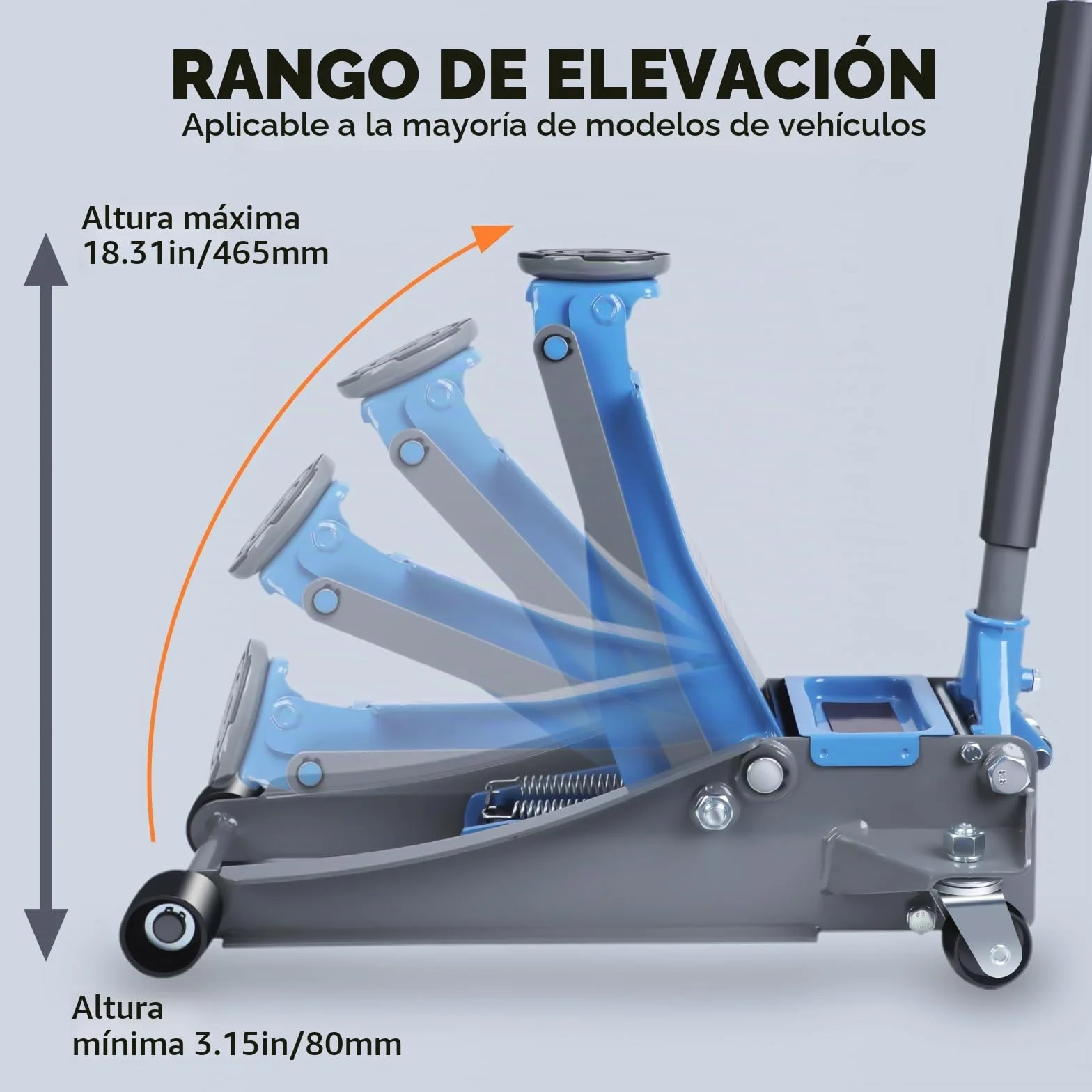 LARBANKE Gato hidráulico de perfil bajo 3 toneladas aluminio acero bomba doble elevación rápida 2993,7 kg