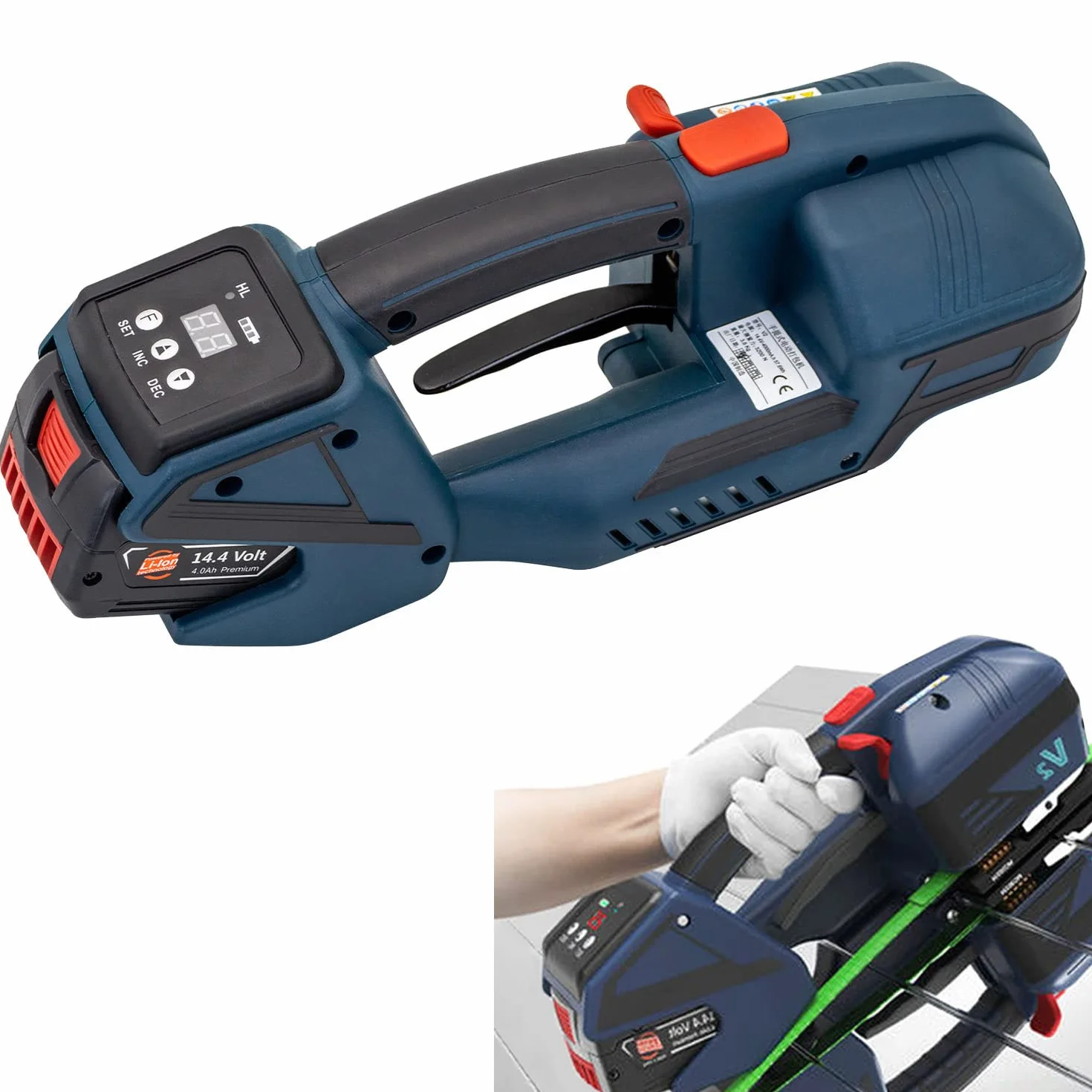 FADALE Máquina Flejadora Eléctrica, Herramienta Flejadora Alimentada por Batería, Máquina Flejadora Automática para PP/Pet de 1/2-5/8 Pulgadas, Herramienta Flejadora De Tensión