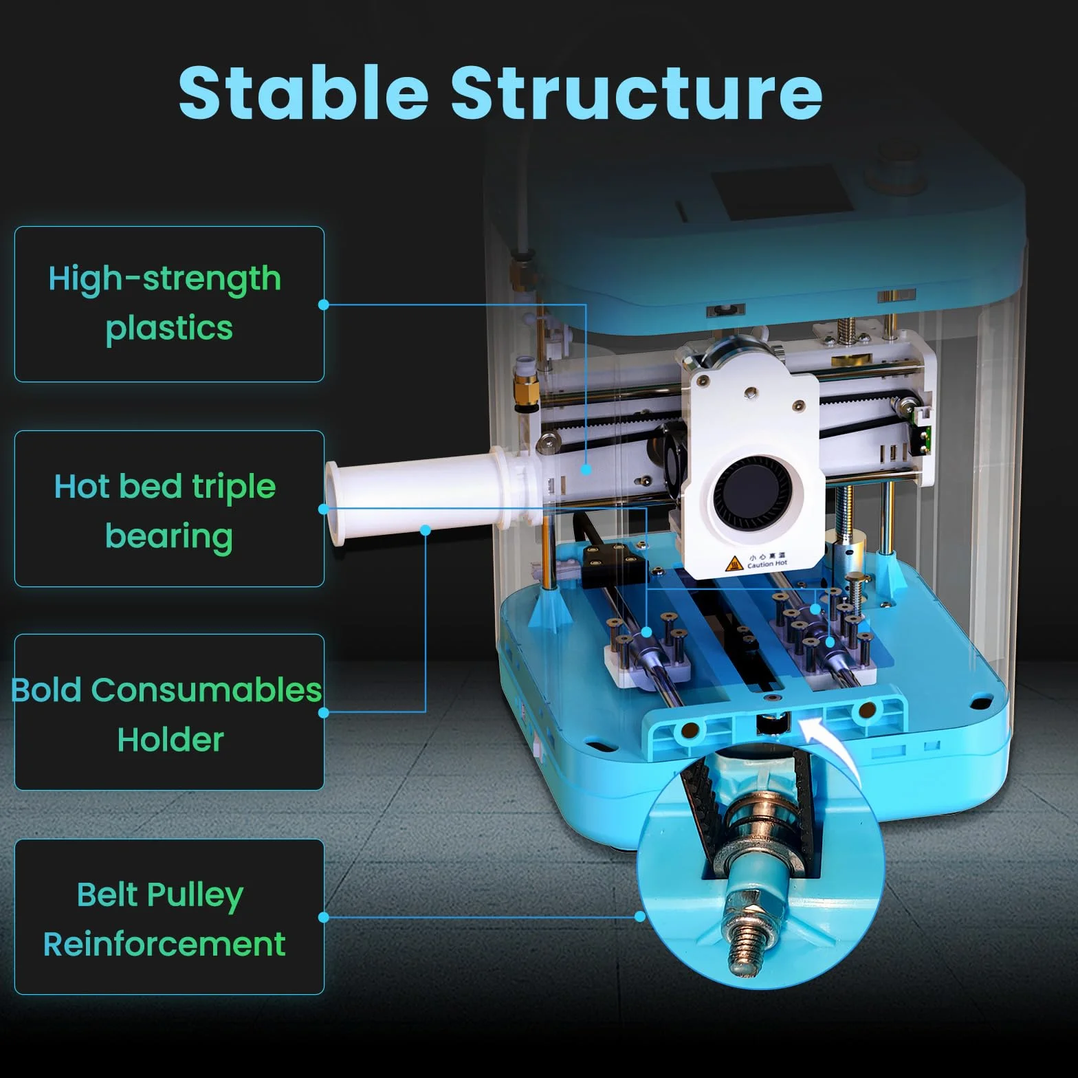 GIANTARM Impresora 3D Geeetech M1, Mini impresora 3D niveladora automática para principiantes, extrusora de accionamiento directo,velocidad de impresión 250 mm/s,tamaño de impresión 100 x 110 x 100 mm