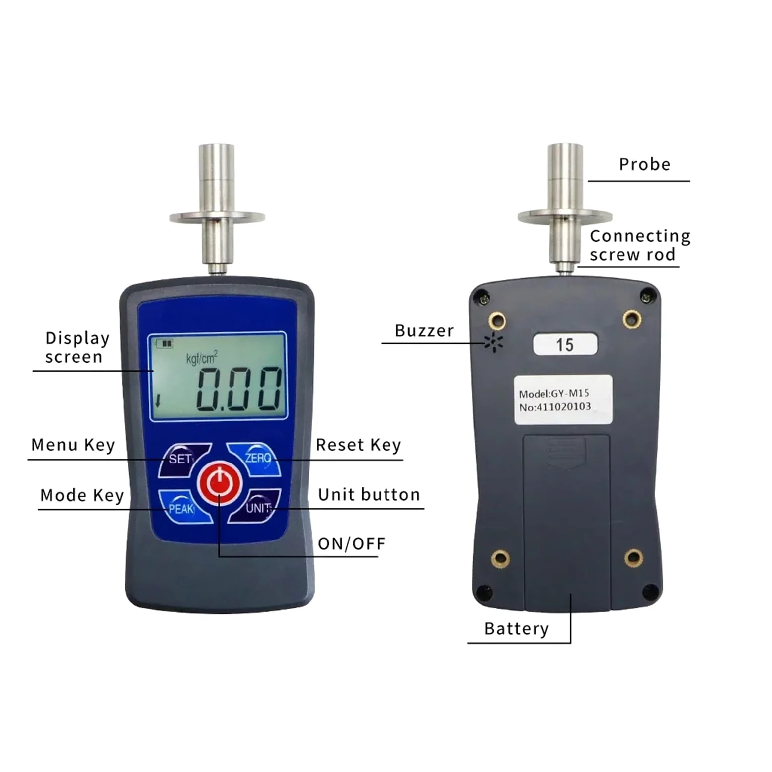 GY-M15/M30 Probador de dureza de Frutas Digital Penetrómetro de Frutas for Manzanas, Peras, Fresas, Uvas Medición con esclerómetro de Frutas(GY-M15)