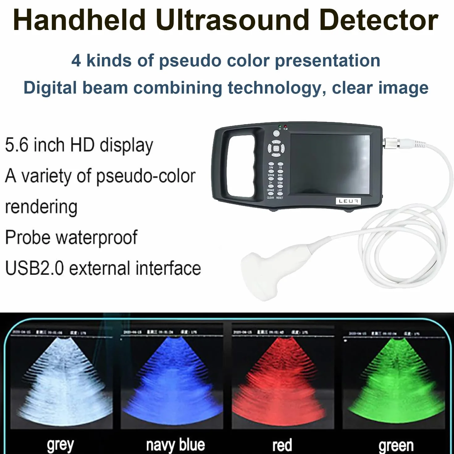 Ecógrafo Veterinario Portátil Con Sonda Microconvexa 3.5 Mhz Y Pantalla Lcd De 5.6 Pulgadas,Para Embarazo En Mascotas,Conejos,Ovejas,Perros,Gatos Y Animales Pequeños