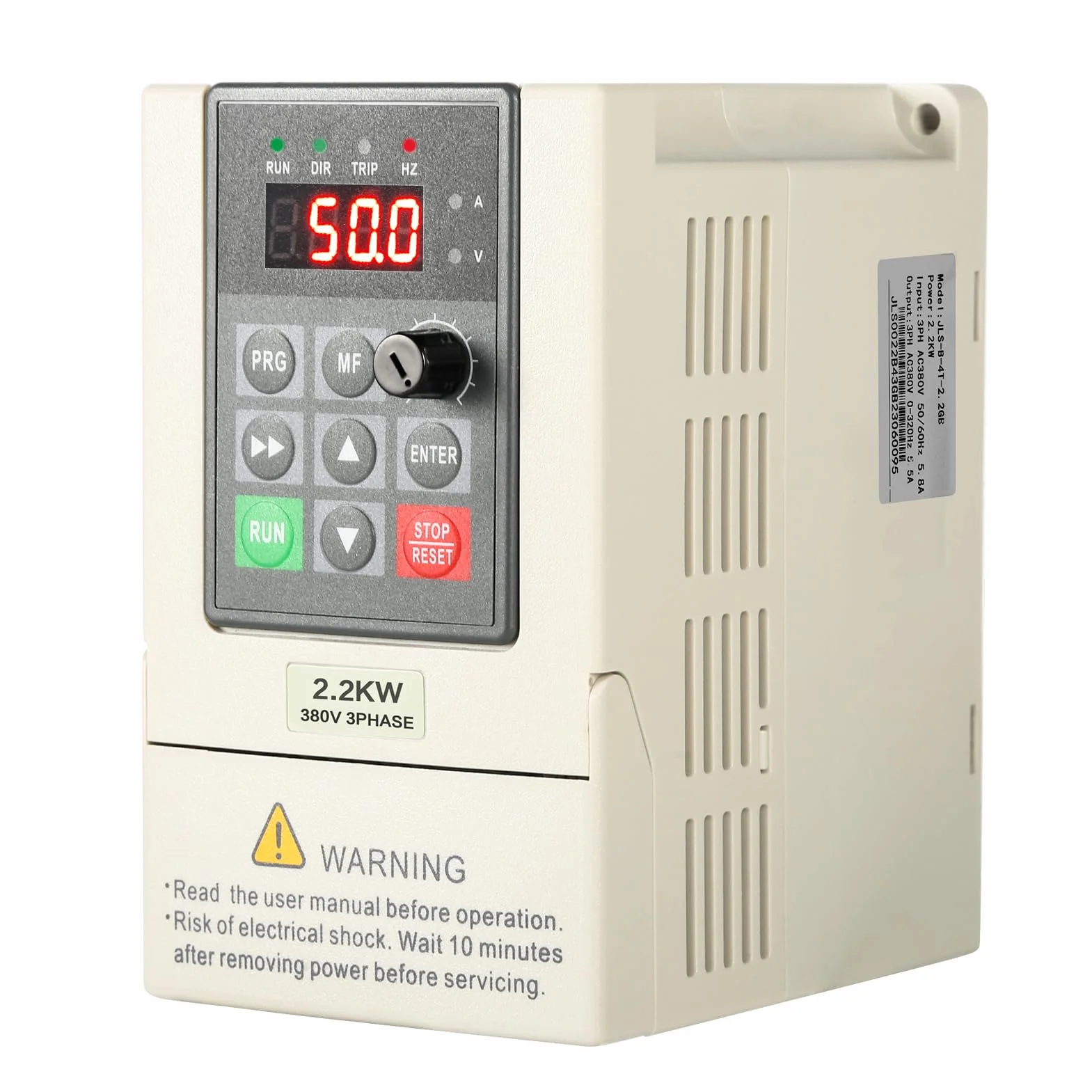 Variador de frecuencia VFD 230V 380V Entrada monofásica 220V Salida trifásica 380V 2,2KW Convertidor de frecuencia CNC Modelo de fábrica JLS-E-2S-2.2GB-4T (con cable de extensión de 2M)