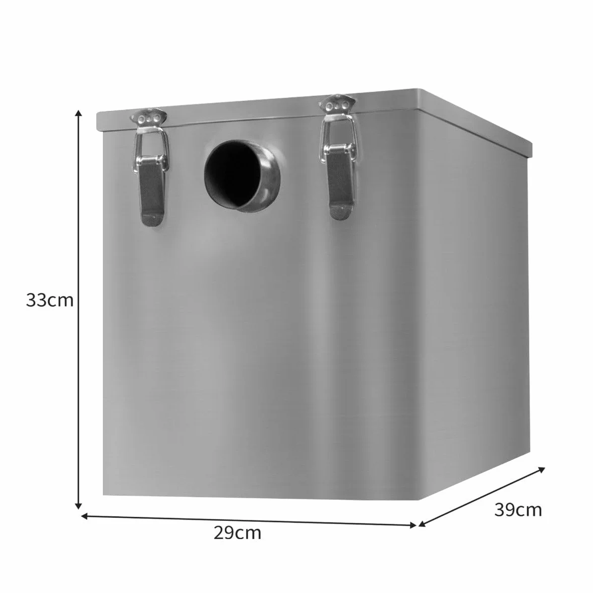 Interceptor Profesional de Trampa de Grasa Comercial 35L Bajo Fregadero Acero Inoxidable Cesta de Filtro Extraíble para Residuos de Alimentos Separador de Aceite Deflector de Agua Desagüe (33x29x39cm)