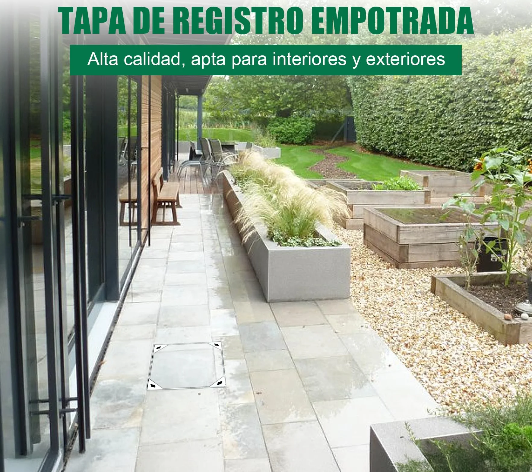 Tapa de alcantarilla con marco, 400 x 400 mm, acero inoxidable A15, tapa de alcantarilla, para interior y exterior, cuadrada