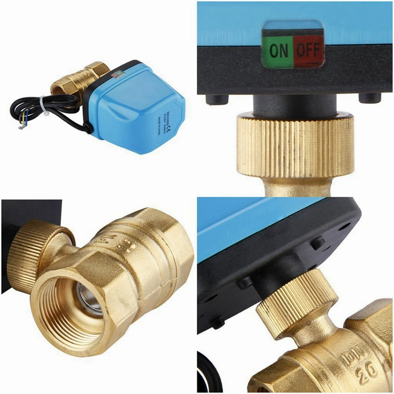 4X VáLvula de Zona de 2 VíAs VáLvula de Dos VíAs Motor VáLvula de Bola VáLvula Eléctrica Eléctrica VáLvula de Bola de InversióN 220V DN20 (G3 / 4 Pulgadas) VáLvula de InversióN
