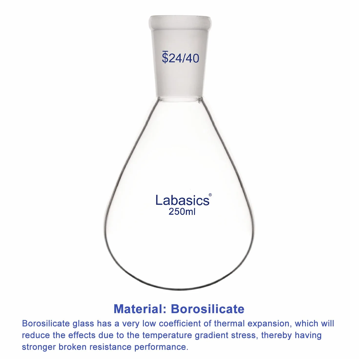 Labasics Kolba Borokrzemowa Jednoszyjna do Aparatu Rotacyjnego 24/40 250 ml
