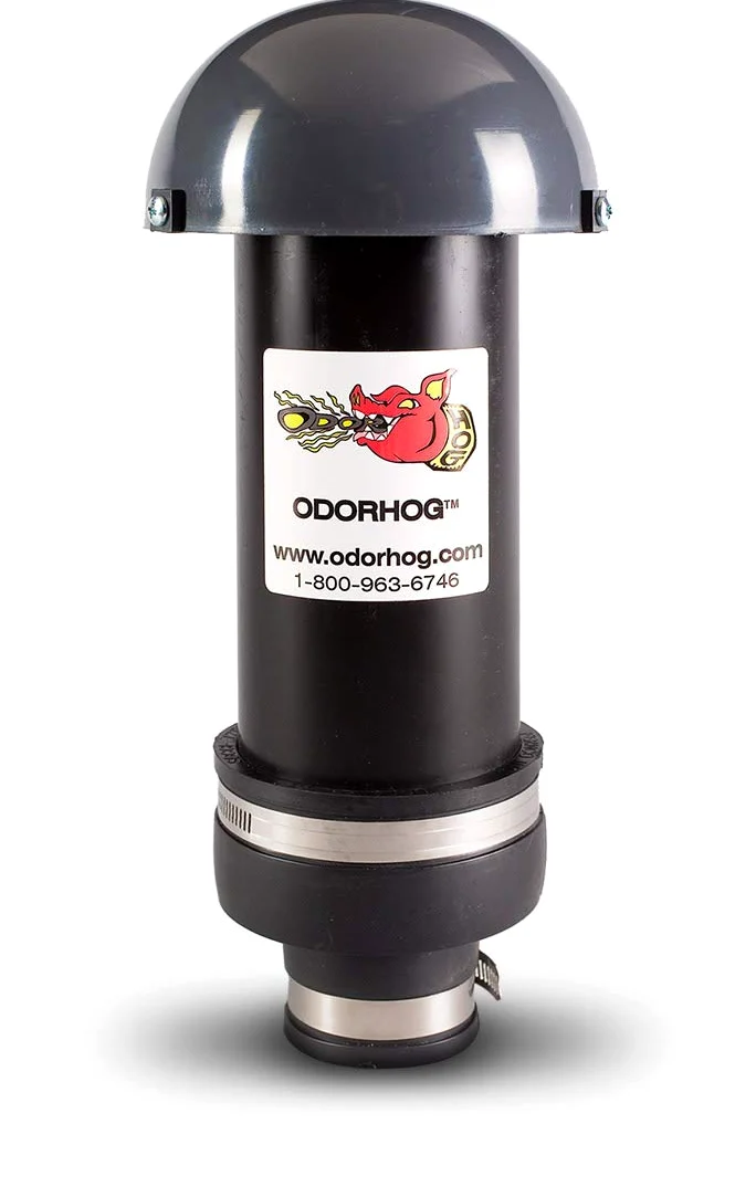OdorHog Filtro de tubo de ventilación de 1.5 pulgadas, ABS negro con tapa de hongo, elimina problemas de olor séptico y alcantarillado al aire libre (1.5 pulgadas)