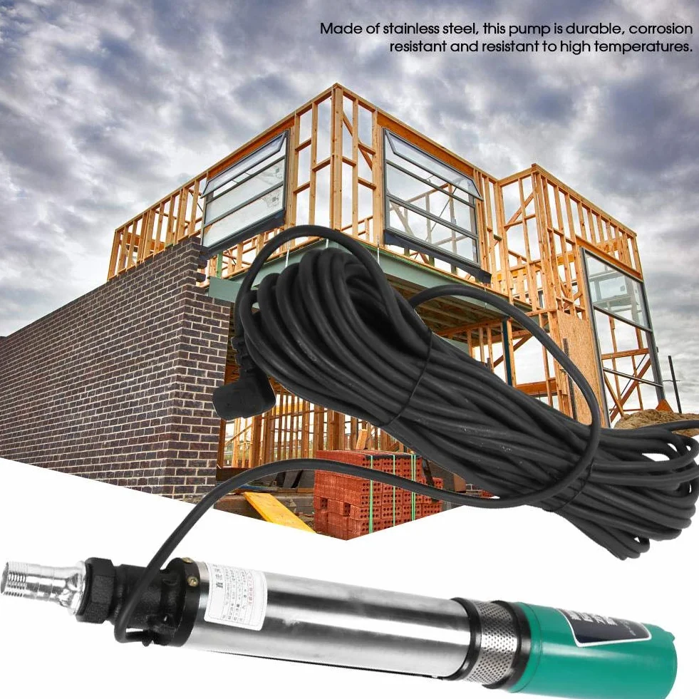 Bomba de agua sumergible solar, 48V 60V-4/5m³-45/55m Bomba de pozo profundo de CC Bomba de pozo profundo de CC Bomba de agua sumergible solar de alta elevación Línea de 20 m