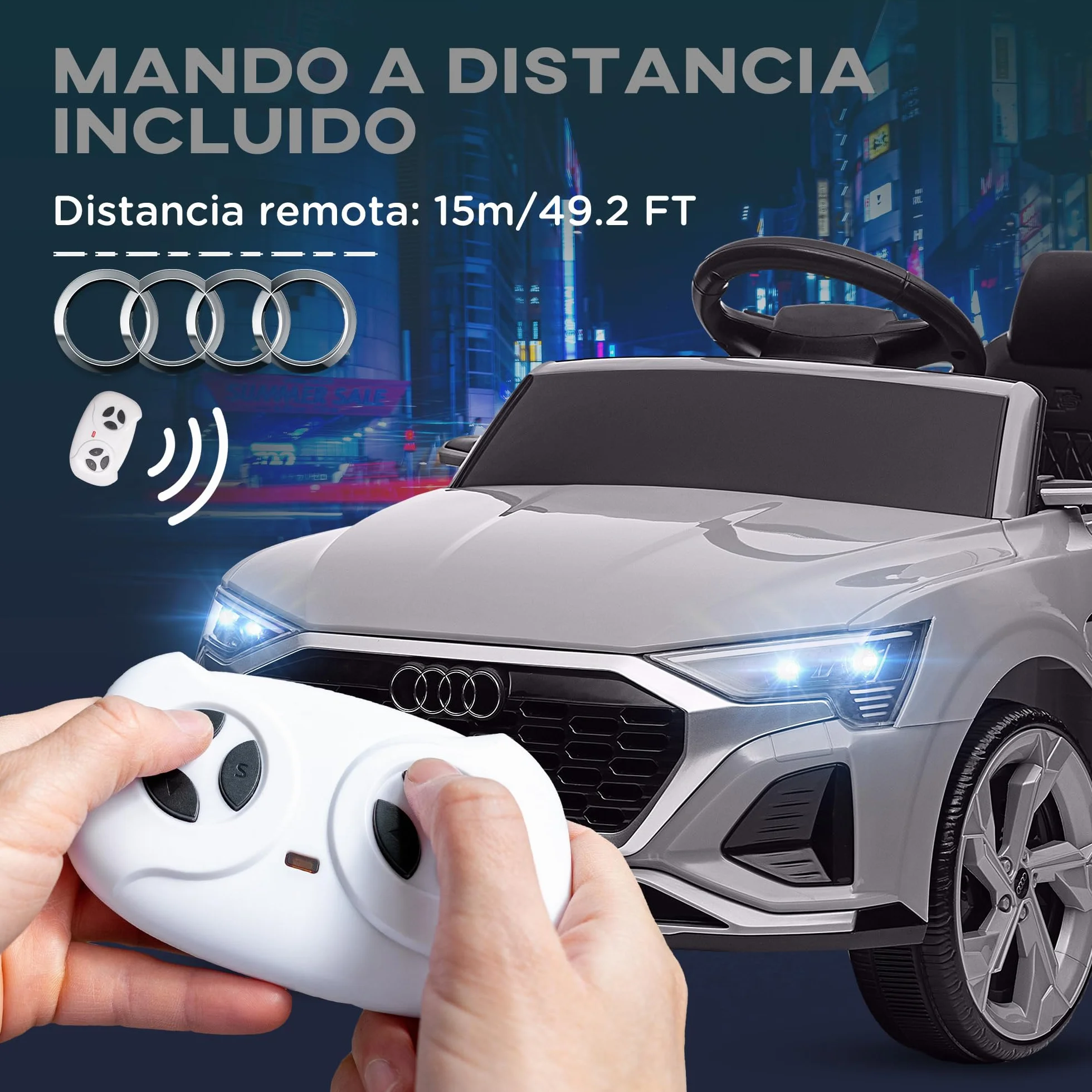 AIYAPLAY Coche Eléctrico para Niños 12V con Mando a Distancia Gris