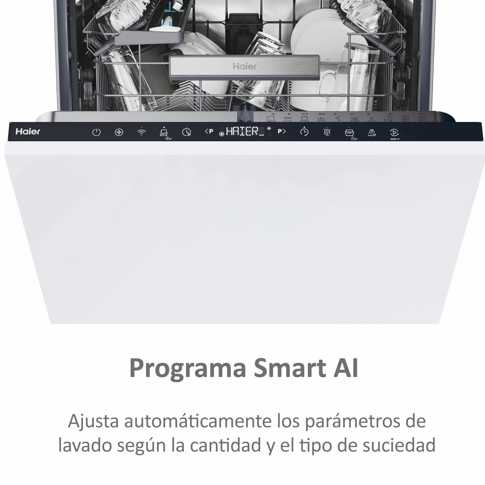 Haier Lavavajillas Integrable 60 cm 14 Servicios Washlens Plus Clase C 44 dB WiFi hOn Motor Inverter ABT Antibacterias 10 Programas Smart AI AquaStop Apertura Automática
