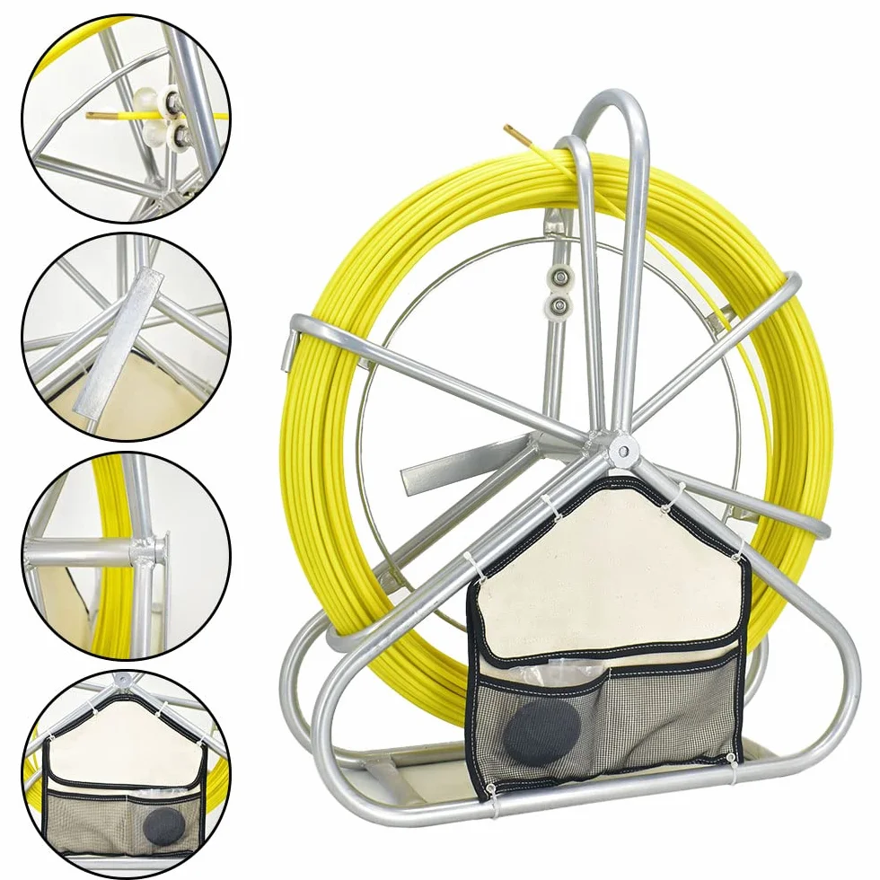 150 m de cinta para pescado de fibra de vidrio, 6 mm x 150 m, tubo con mango de goma