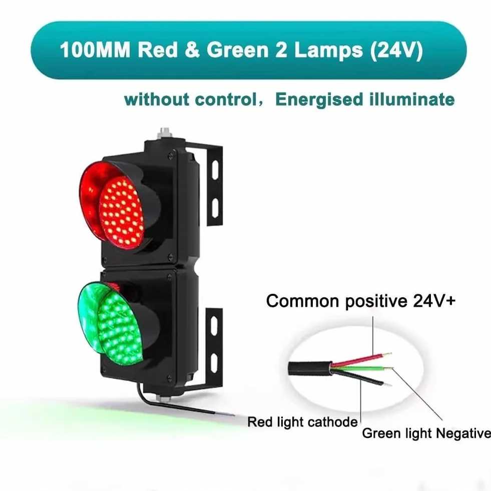 Semáforo LED con Control Remoto, Señal De Tráfico 2 En 1 Roja Y Verde, Carcasa De Policarbonato Negra, Impermeable IP65 For Exteriores, Apto For Carreteras Y Peajes.(24V)