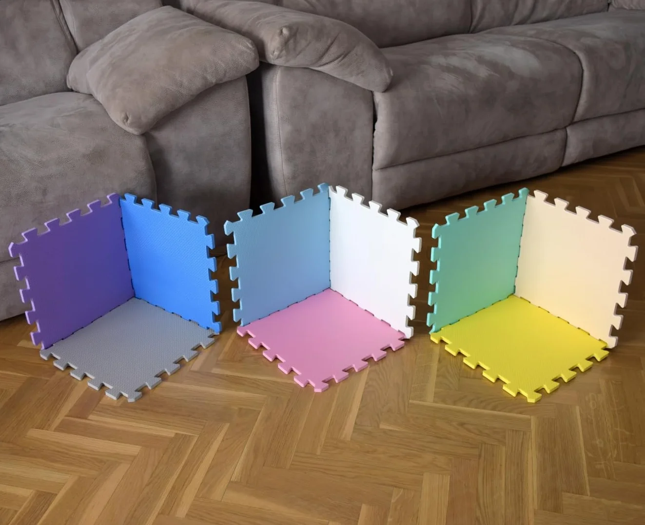 Alfombra Puzzle Goma EVA 1 cm Espesor 9 Piezas Intercambiables Colores Suaves