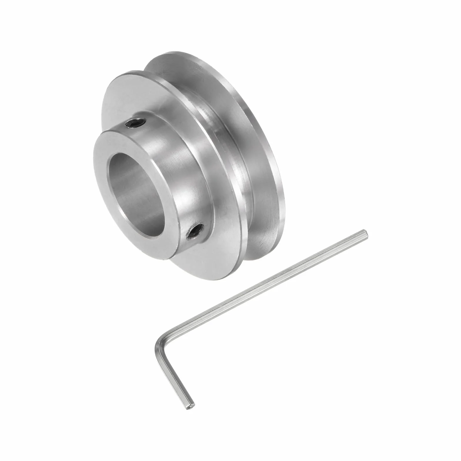 sourcing map Polea de Ranura Única 16mm Diámetro Fijo 40mm Diámetro Exterior Aleación de Aluminio con Llave Hexagonal