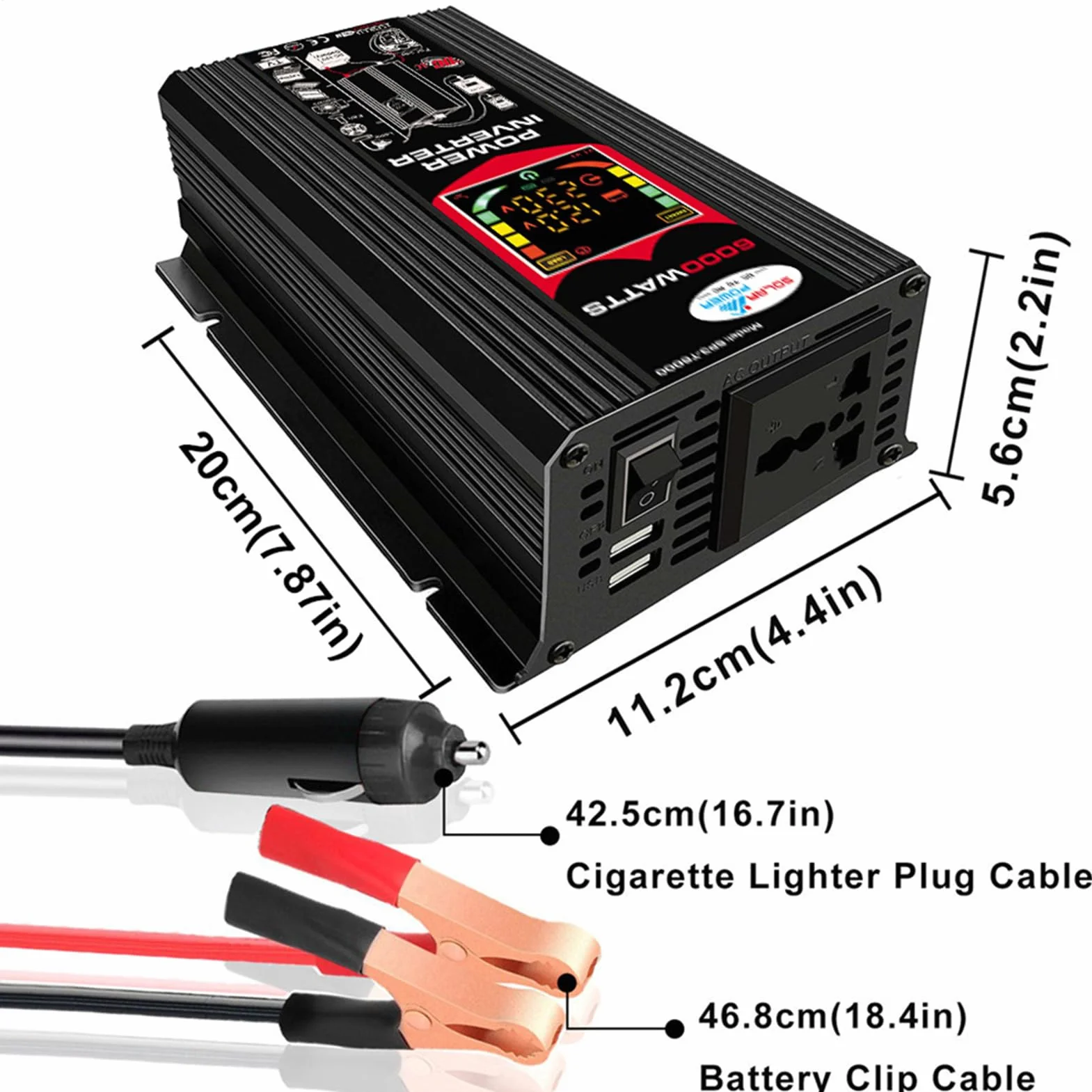Kit de generador solar - Kit de solar, kit solar completo de 6000W | Controlador de carga solar de 18 W, 12 V, 30 A, kit completo de panel solar con inversor solar para viajes de camping al ai