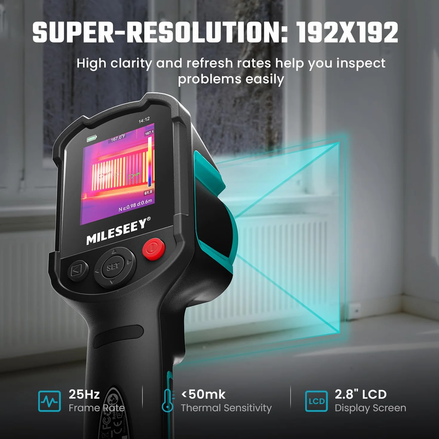 MiLESEEY TR10 Cámara de Imágenes Térmicas 192x192 25Hz -4°F a 1022°F Infrarroja