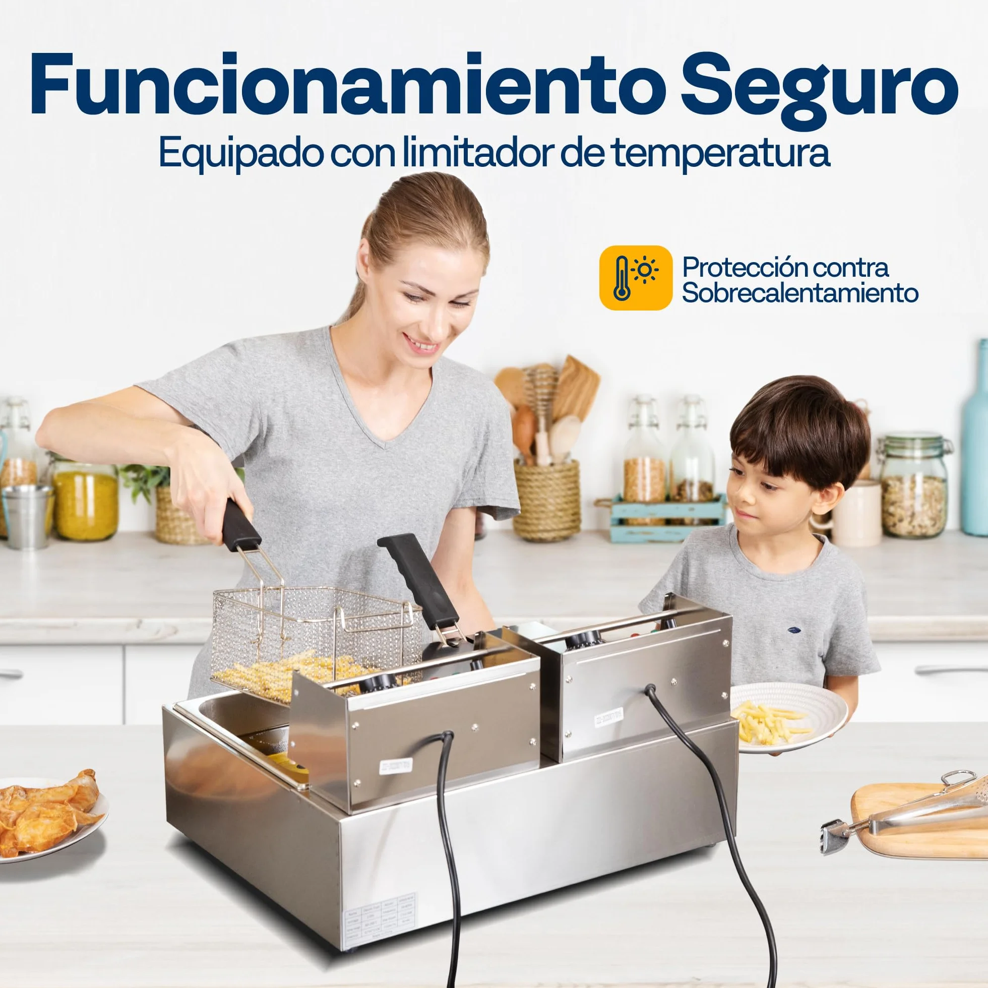 VIVOHOME Freidora Eléctrica Comercial 20L con 2 Cestas para Freír Temperatura Ajustable 60-200°C Freidora Eléctrica a Oleo