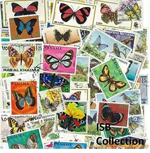 Mariposa 100 Sellos de Colección diferentes
